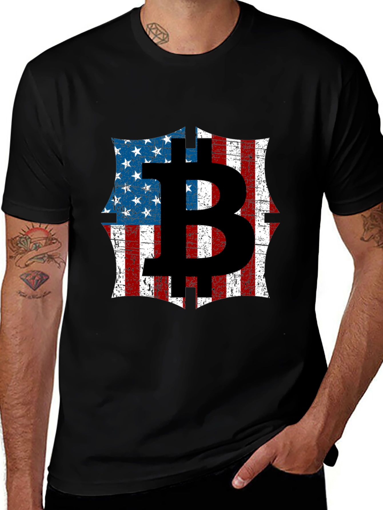 Variant 3 of Bitcoin American Flag Graphic T-Shirt