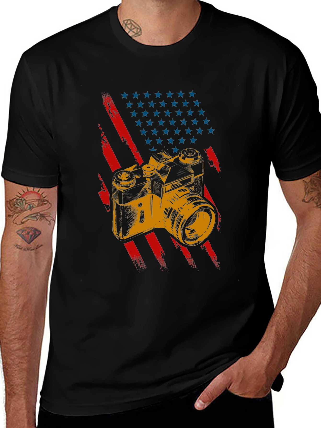 Variant 21 of Vintage Camera USA Flag Graphic T-Shirt