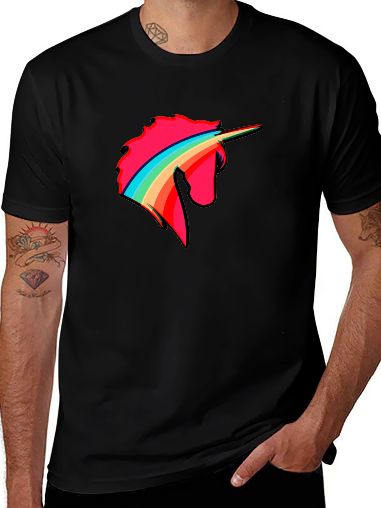 Variant 28 of Rainbow Unicorn Head Graphic T-Shirt