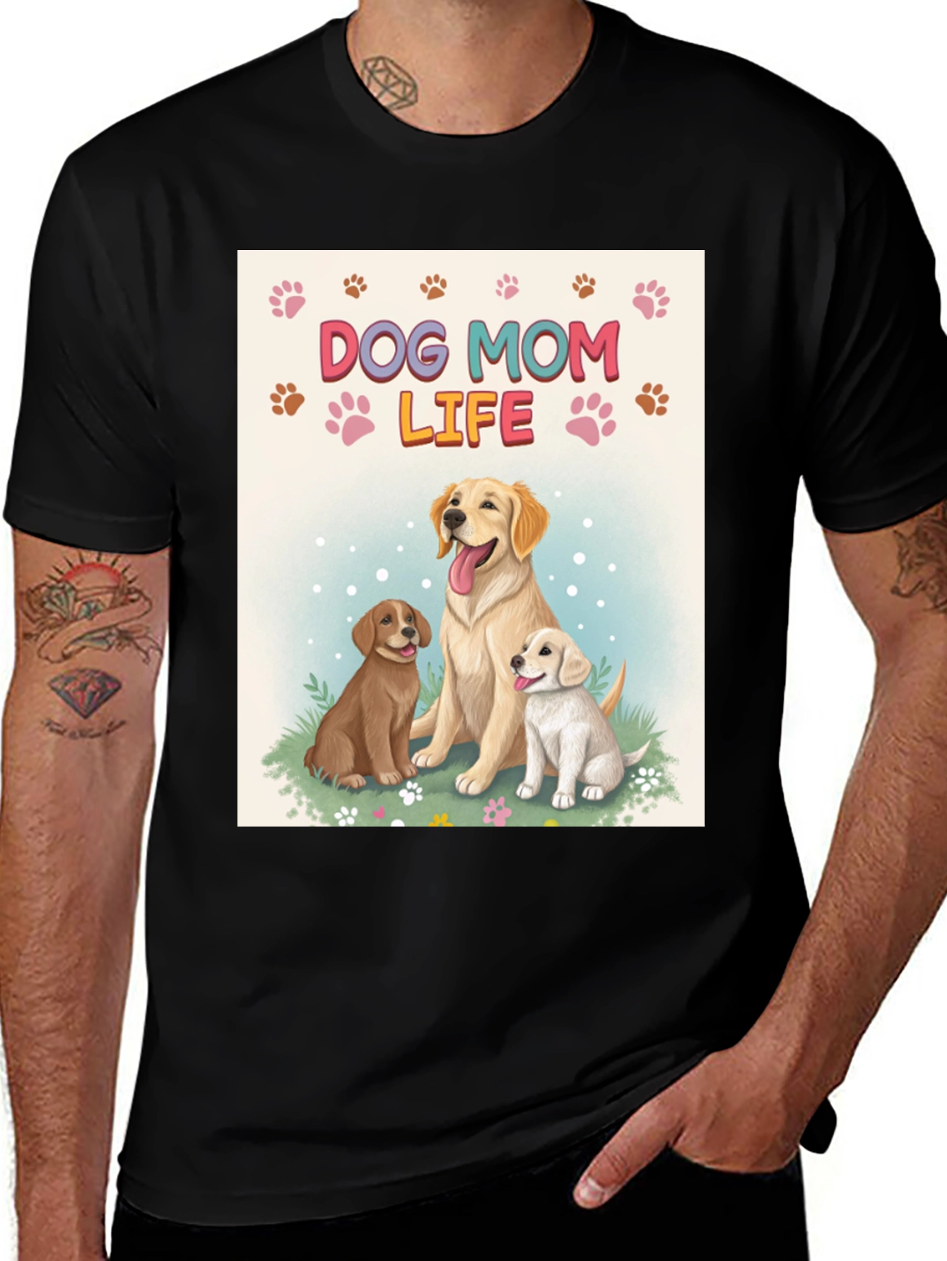 Dog Mom Life T-Shirt - Cute Golden Retriever Puppy Design