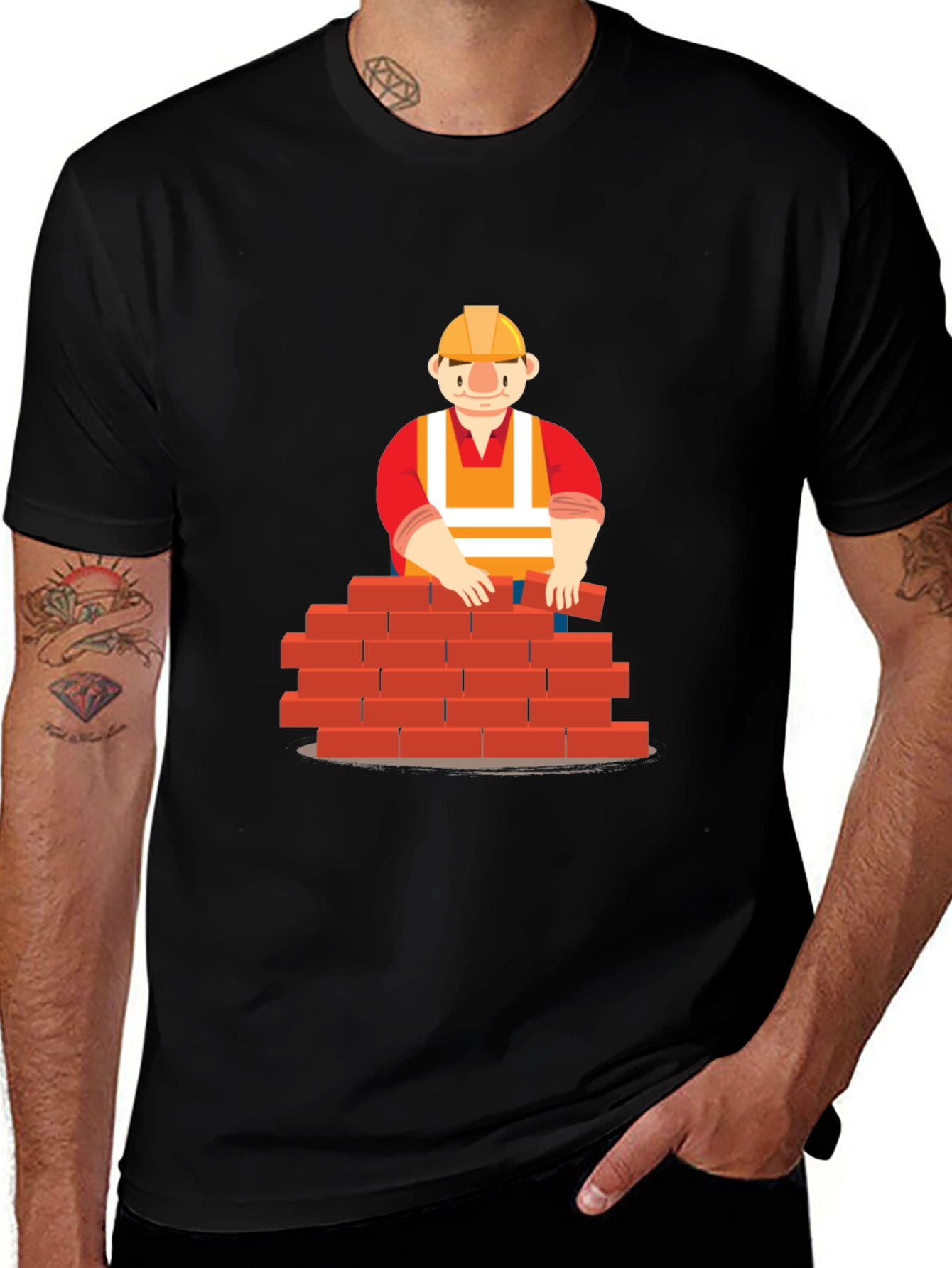 Variant 14 of Bricklayer Graphic T-Shirt - Construction Worker Tee