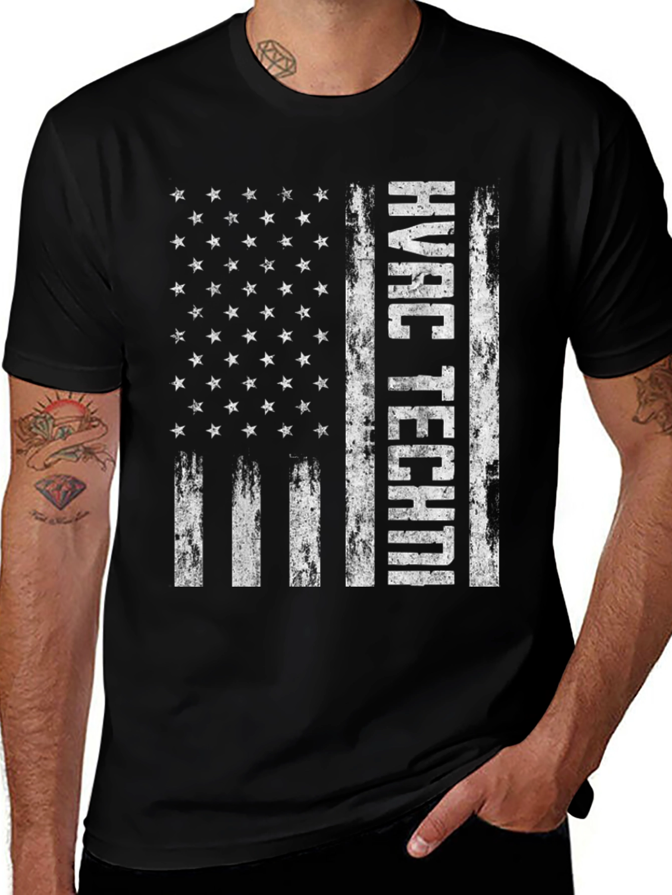 HVAC Tech American Flag T-Shirt - Patriotic Comfort