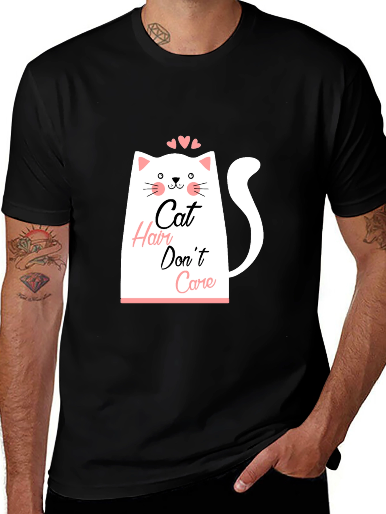 Variant 6 of Cat Hair Don't Care Black T-Shirt