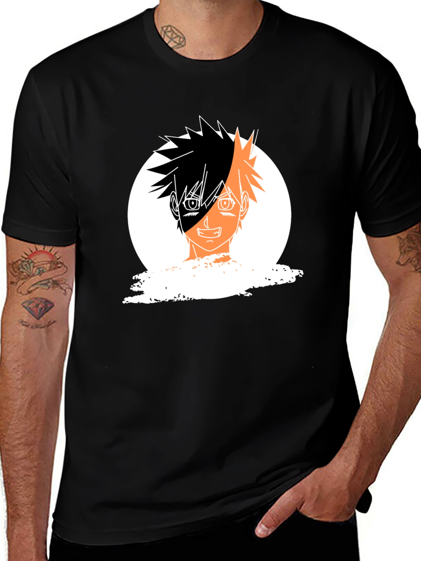 Variant 18 of Anime Portrait Graphic Black T-Shirt