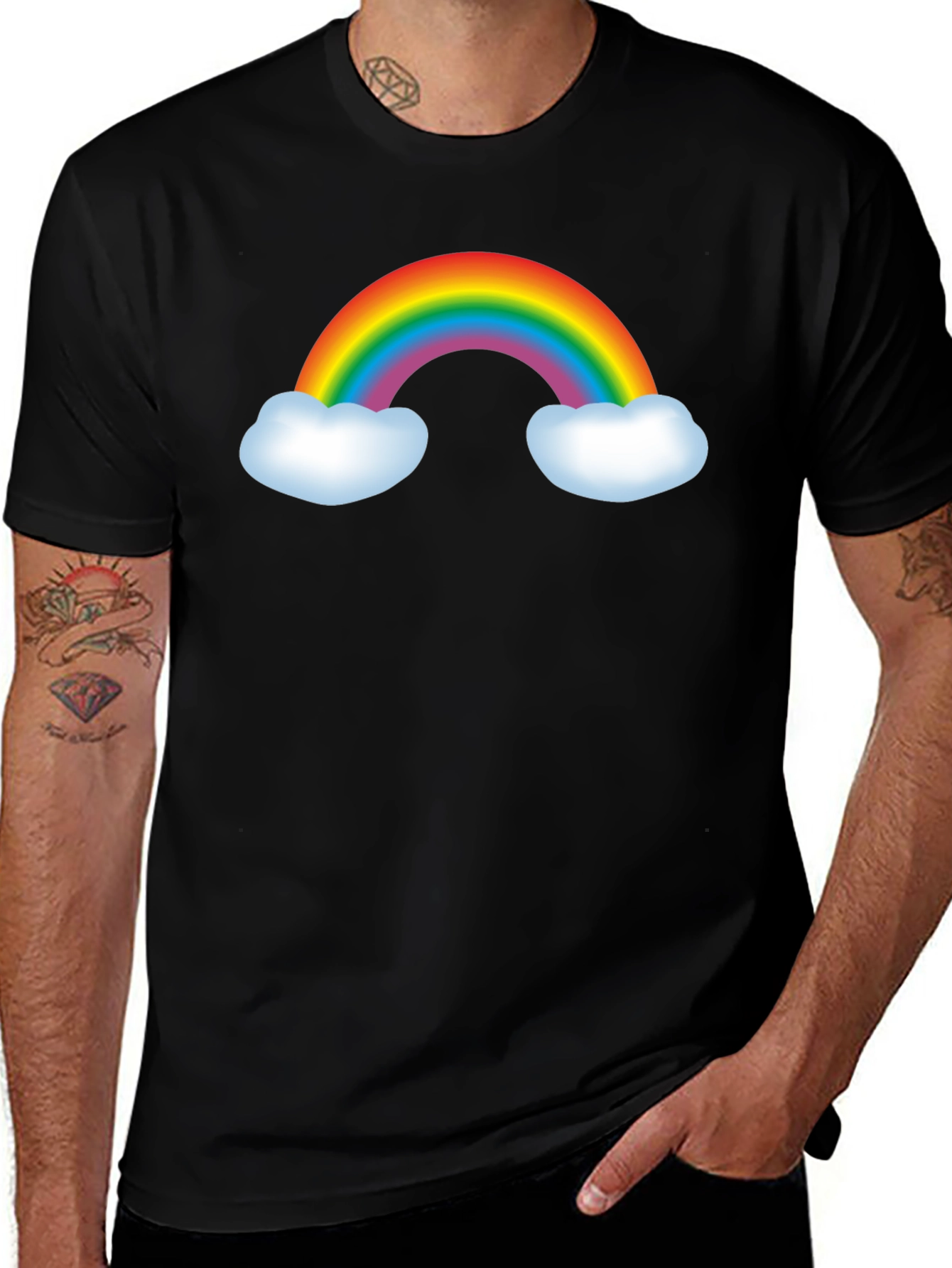 Variant 3 of Rainbow Graphic Tee - Black Cotton Blend T-Shirt