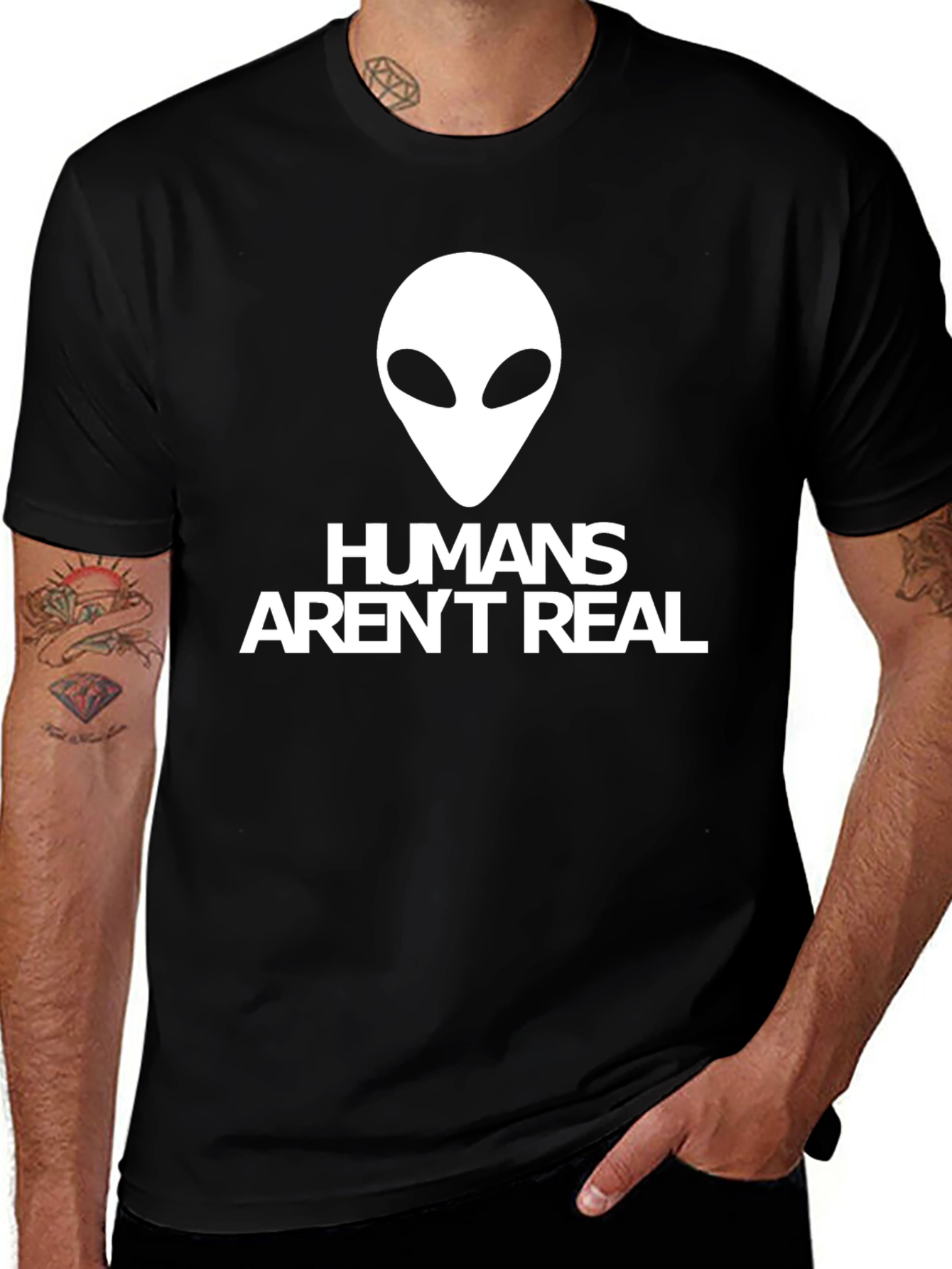 Variant 7 of Humans Aren't Real Alien Graphic T-Shirt