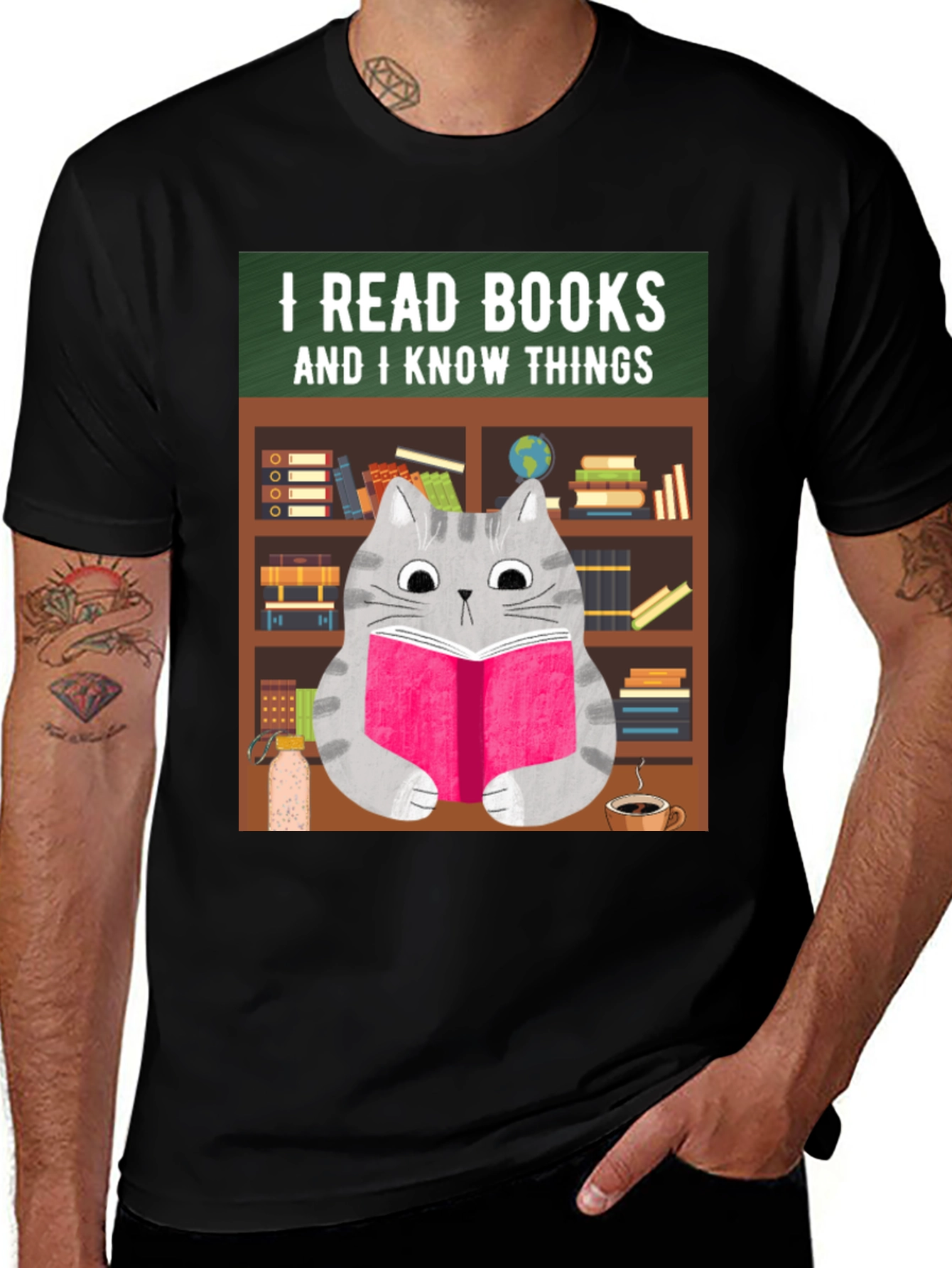 Variant 28 of Book Lover Cat T-Shirt