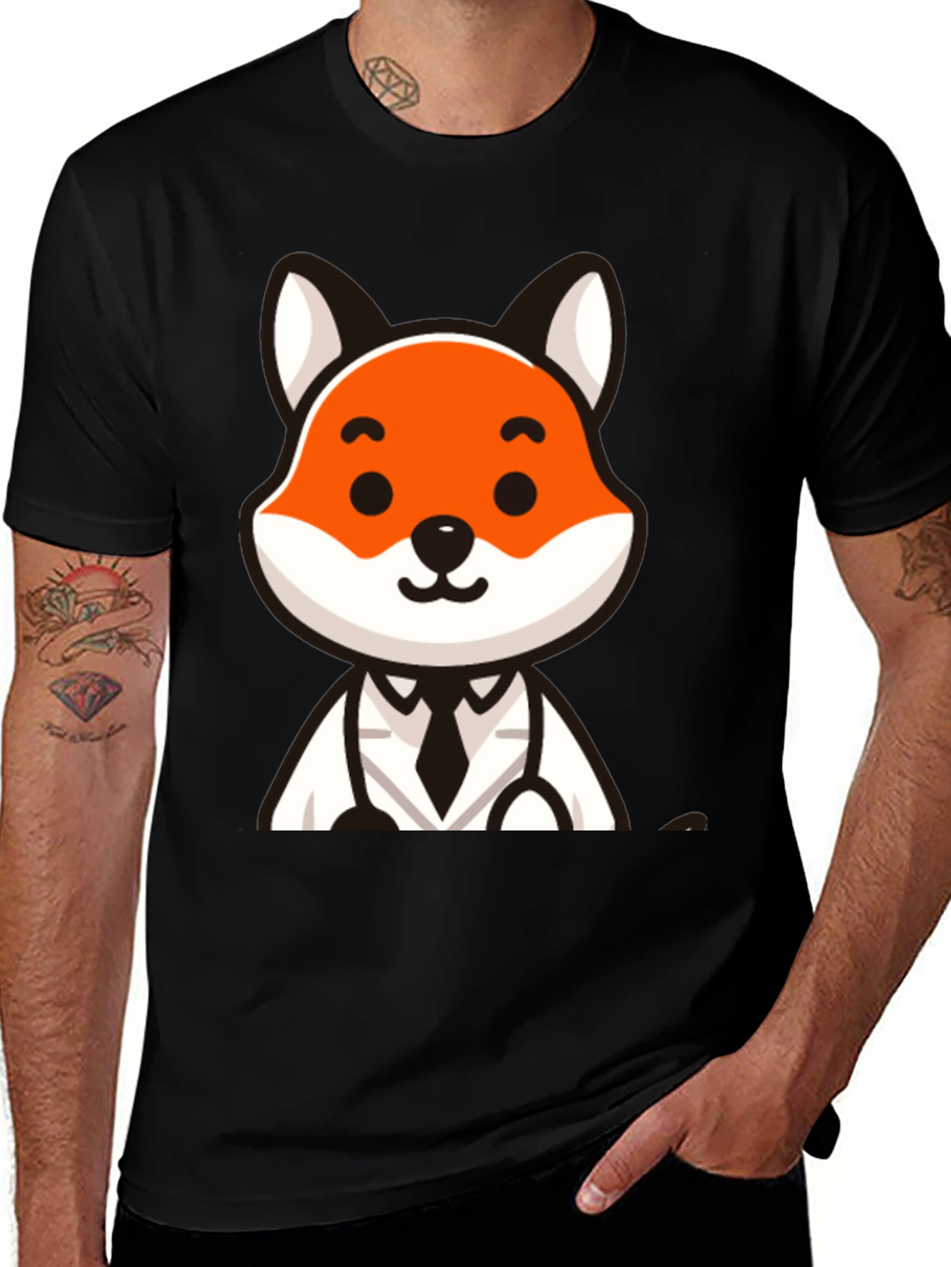Variant 19 of Fox Doctor Graphic T-Shirt - Cute Cartoon Animal Tee