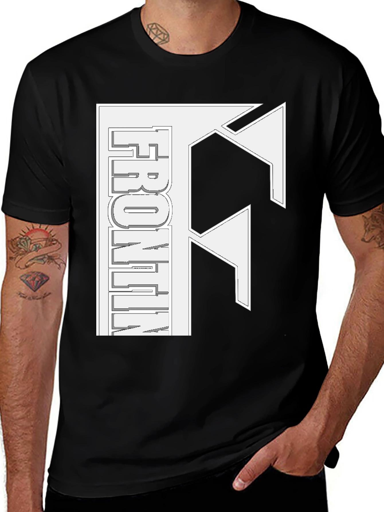 Variant 10 of Frontline Graphic Print Black T-Shirt
