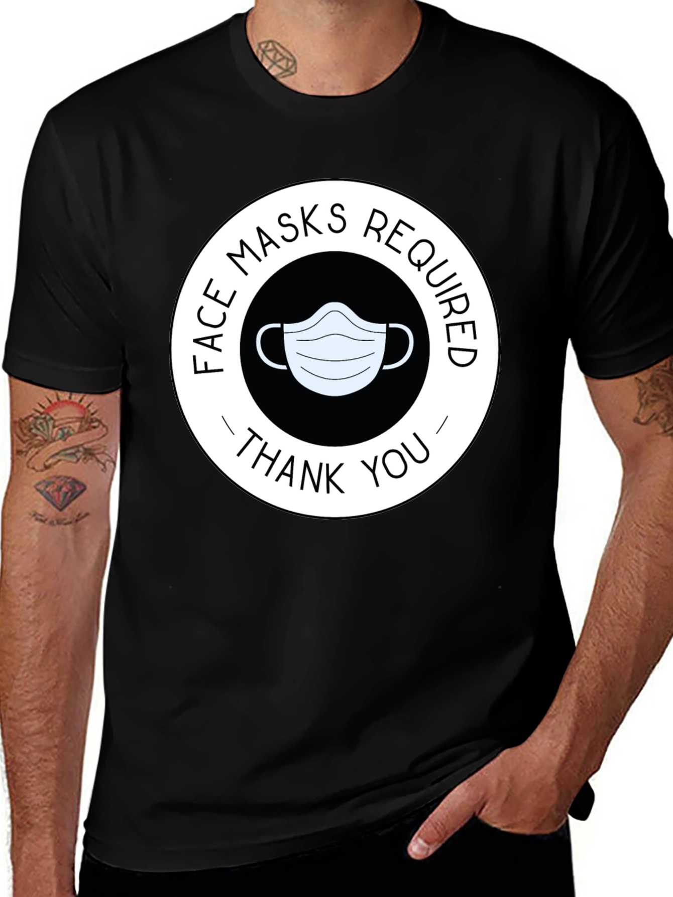 Variant 23 of Face Masks Required T-Shirt - Thank You
