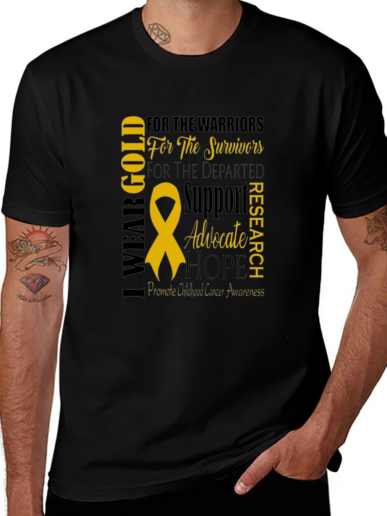 Variant 5 of I Wear Gold Childhood Cancer Awareness T-Shirt