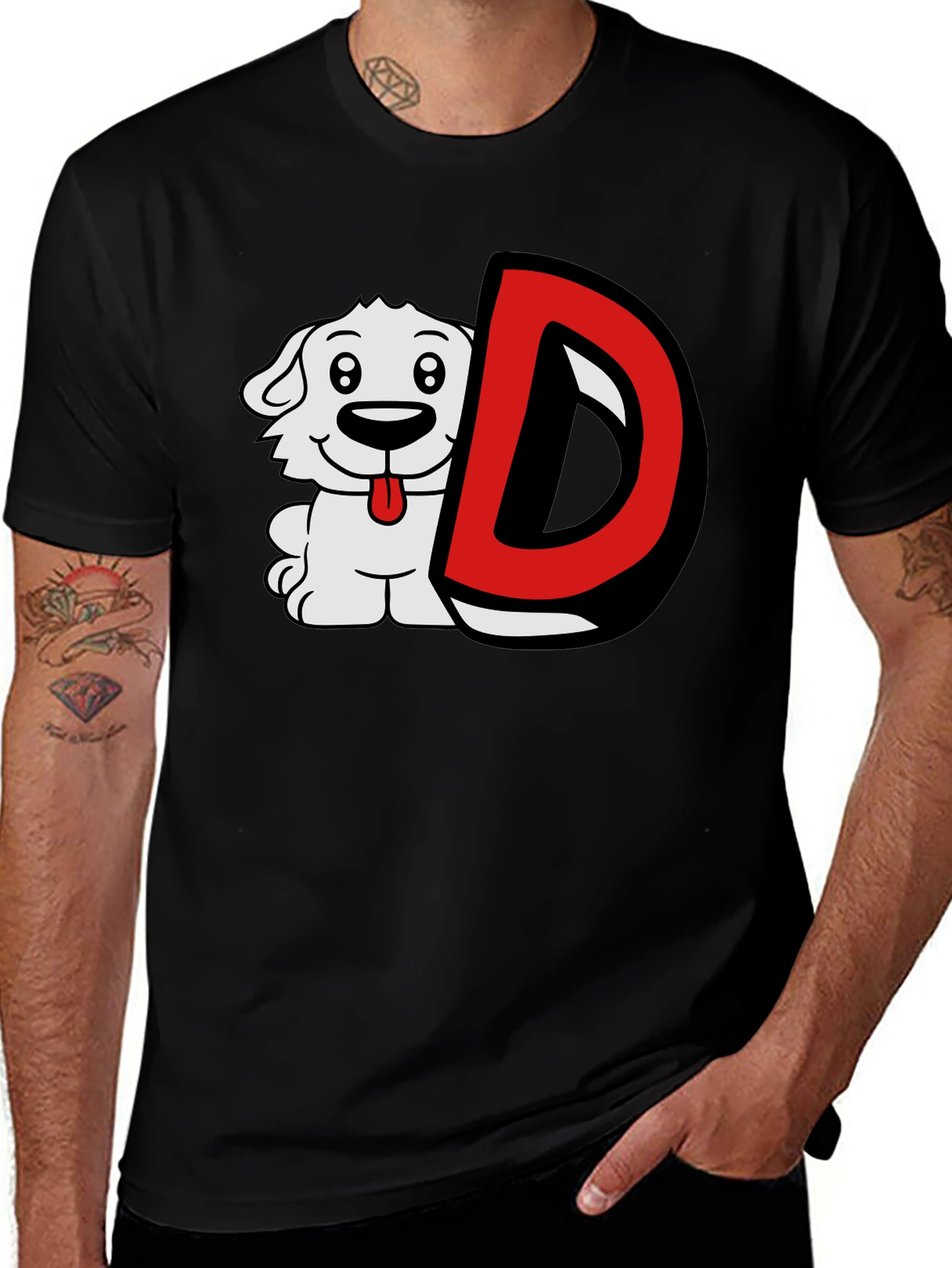 Variant 29 of Dog D Graphic Black T-Shirt