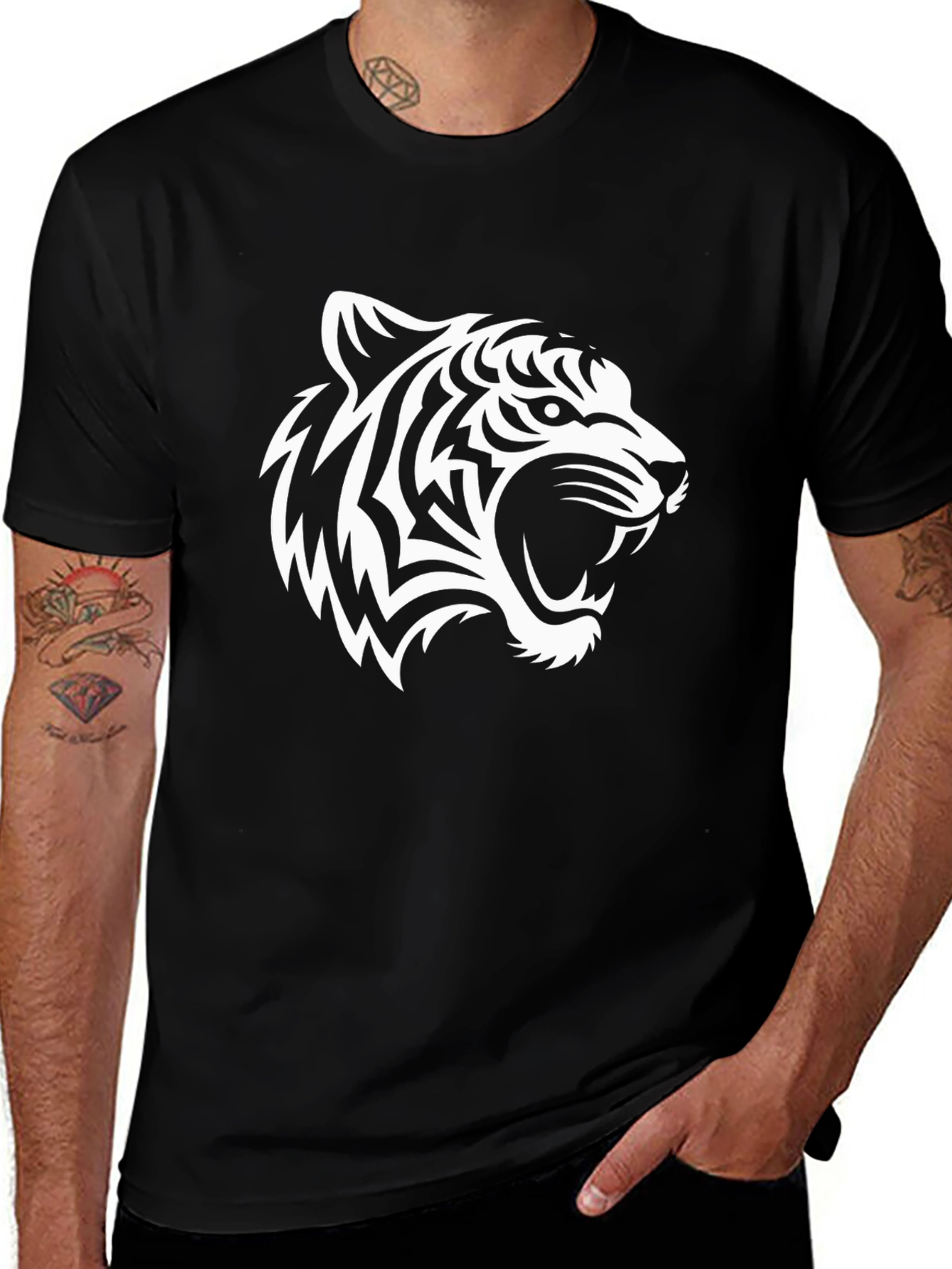 Variant 28 of Bold Tiger Graphic Tee - Black
