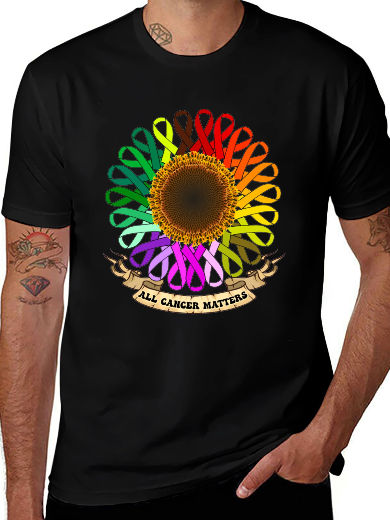Variant 14 of All Cancer Matters Ribbon Sunflower T-Shirt