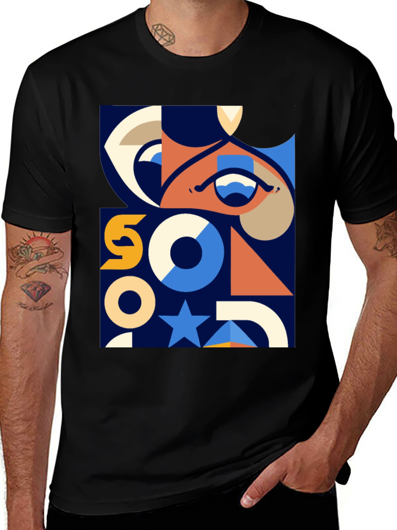 Variant 7 of Geometric Graphic Print T-Shirt - Modern Art Tee