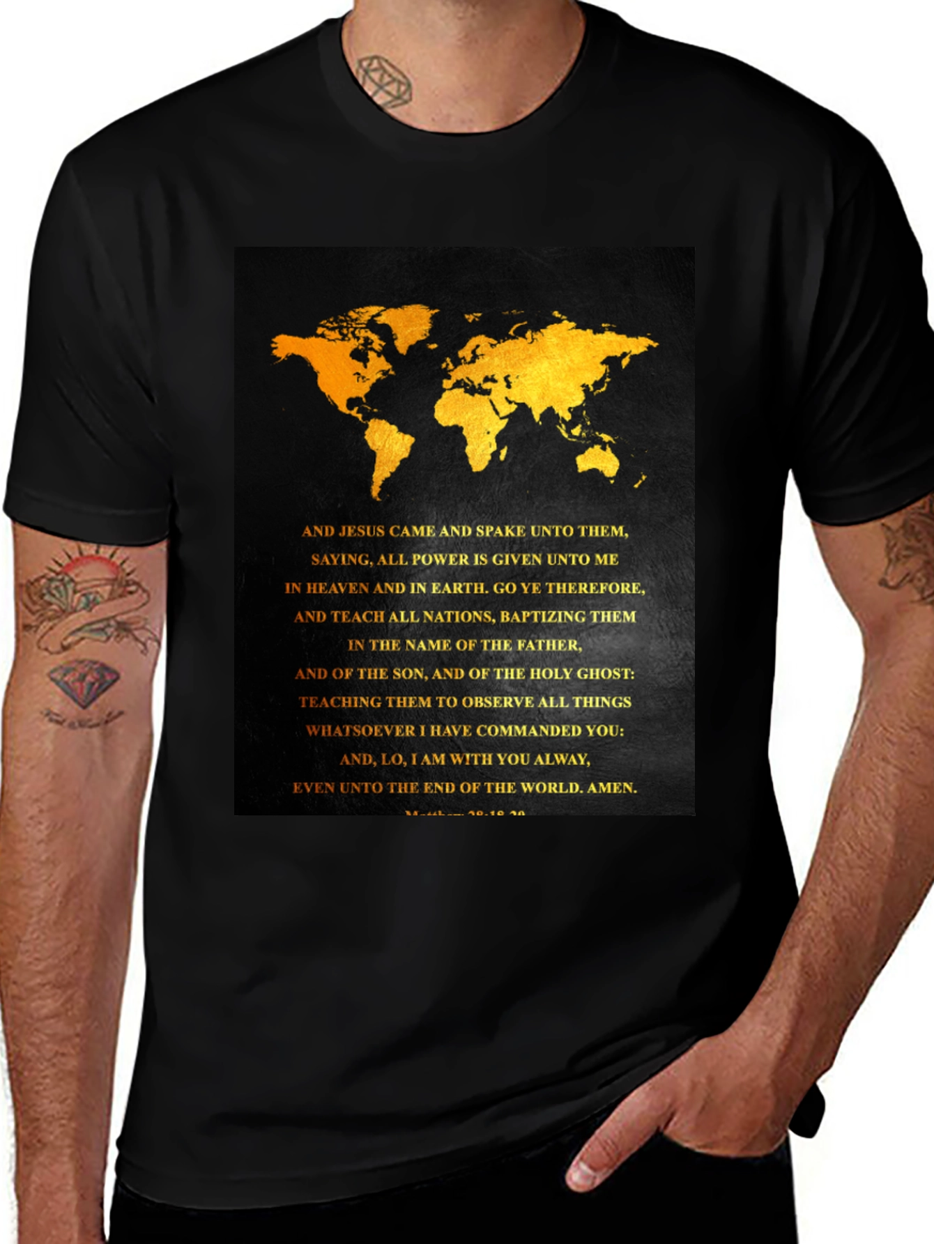 World Map Christian Verse T-Shirt - Matthew 28:19-20