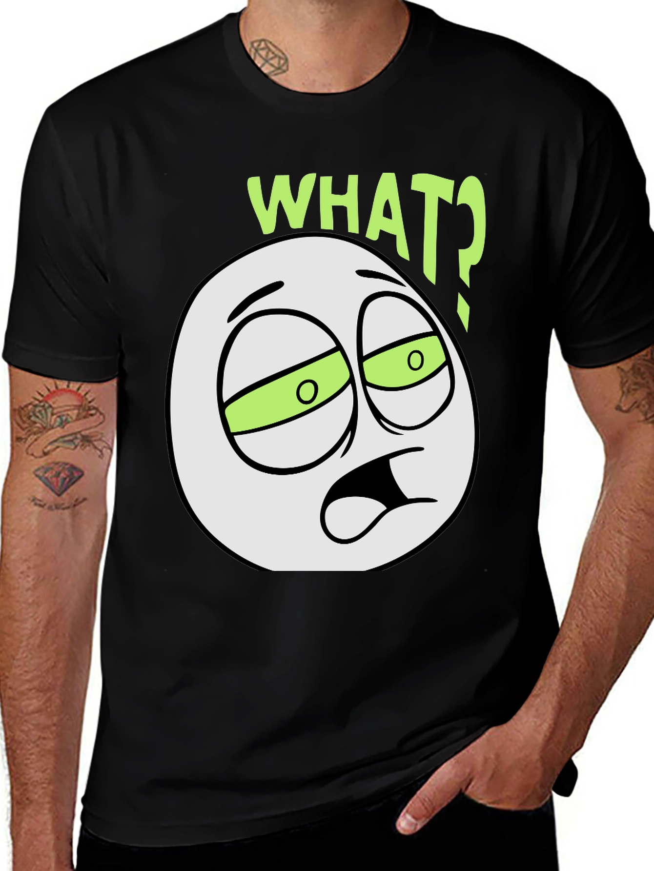 Variant 30 of What? Expression Graphic Black T-Shirt