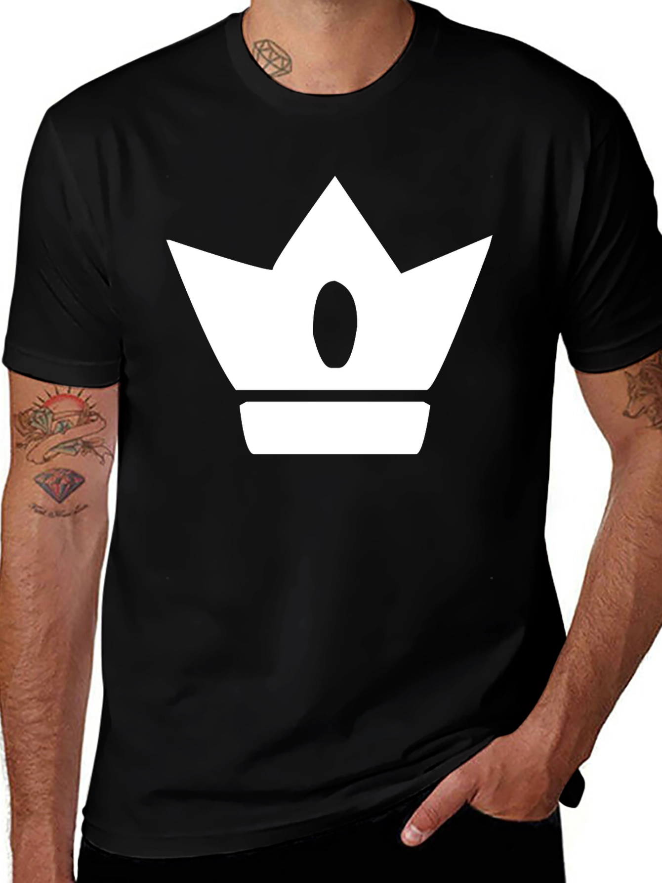 Variant 5 of Crown Graphic Print Men's Black T-Shirt