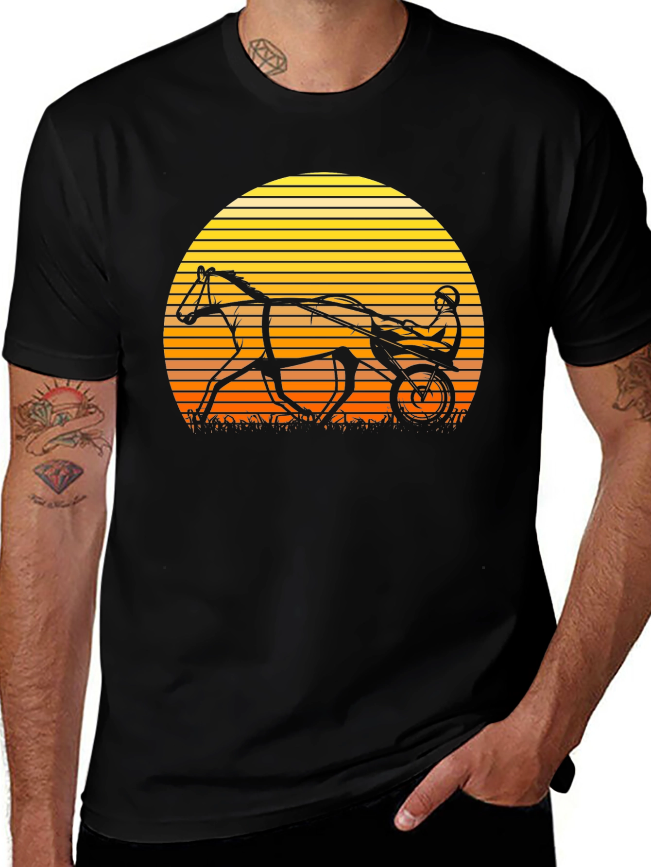 Variant 22 of Retro Horse and Buggy T-Shirt - Sunset Design