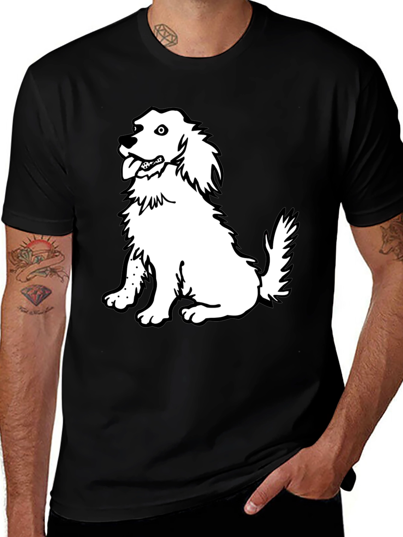 Variant 19 of Dog Graphic Tee - Black Cotton Casual Shirt