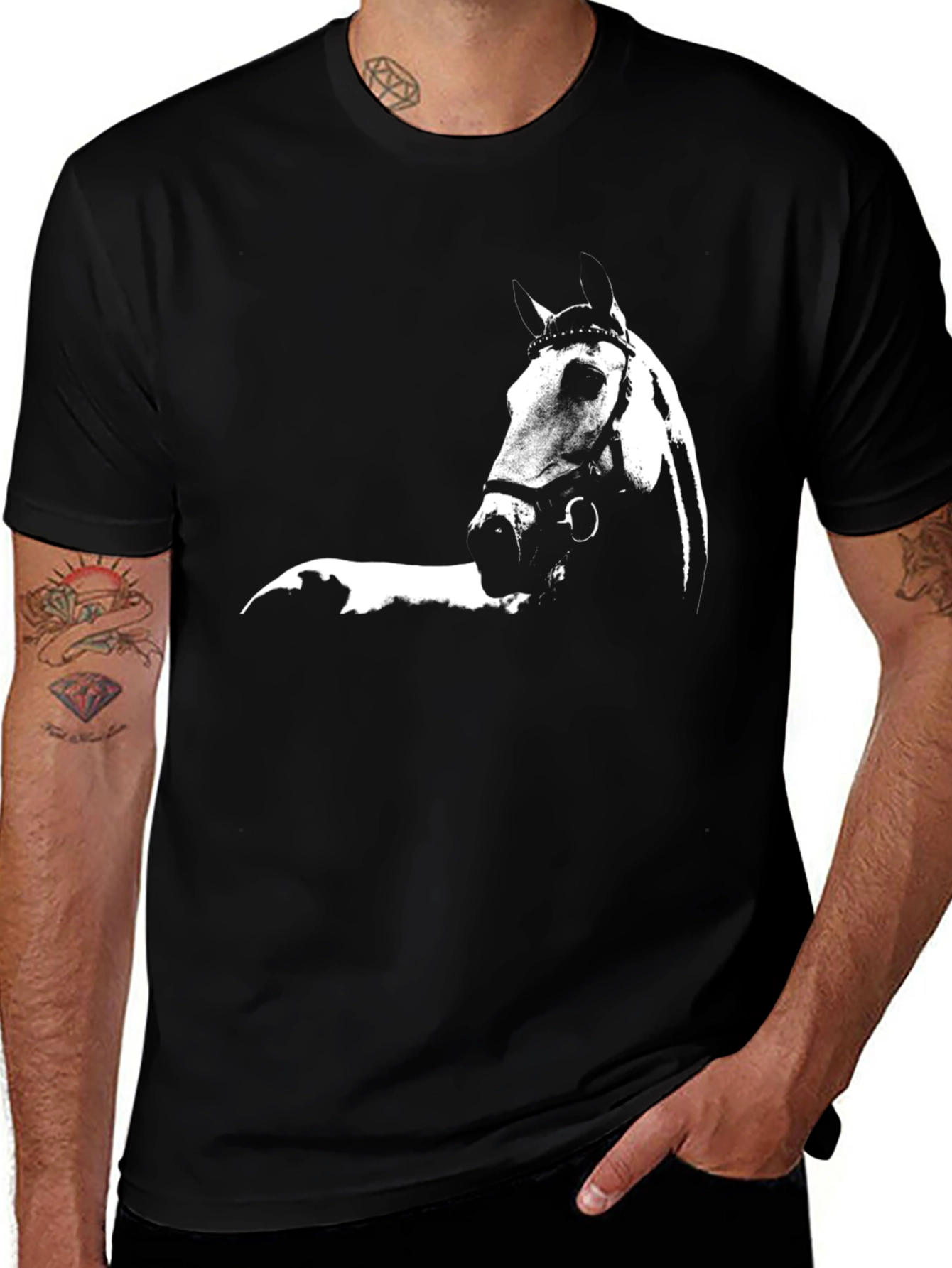 Variant 7 of Horse Graphic Black T-Shirt