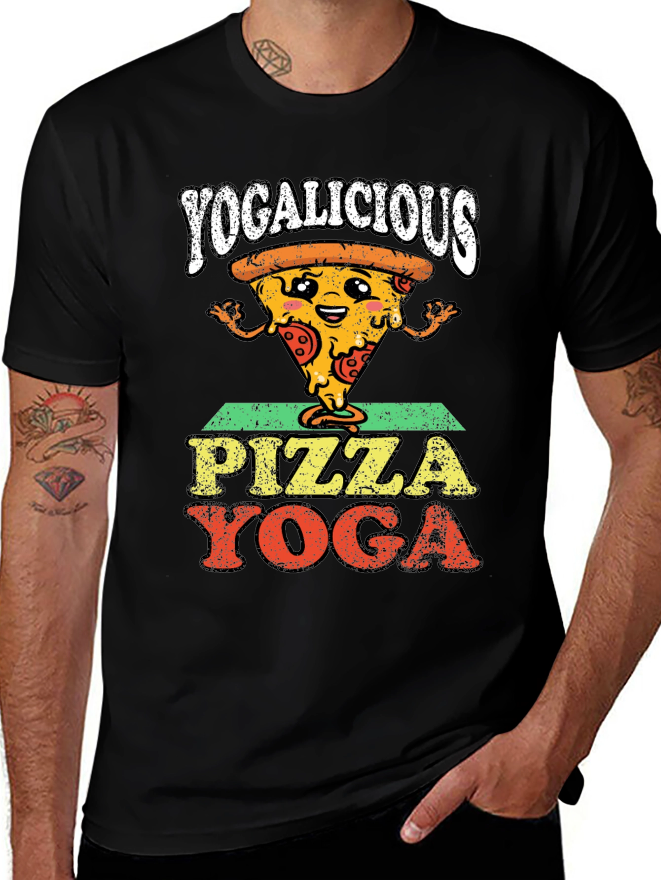 Variant 23 of Yogalicious Pizza Yoga Black T-Shirt