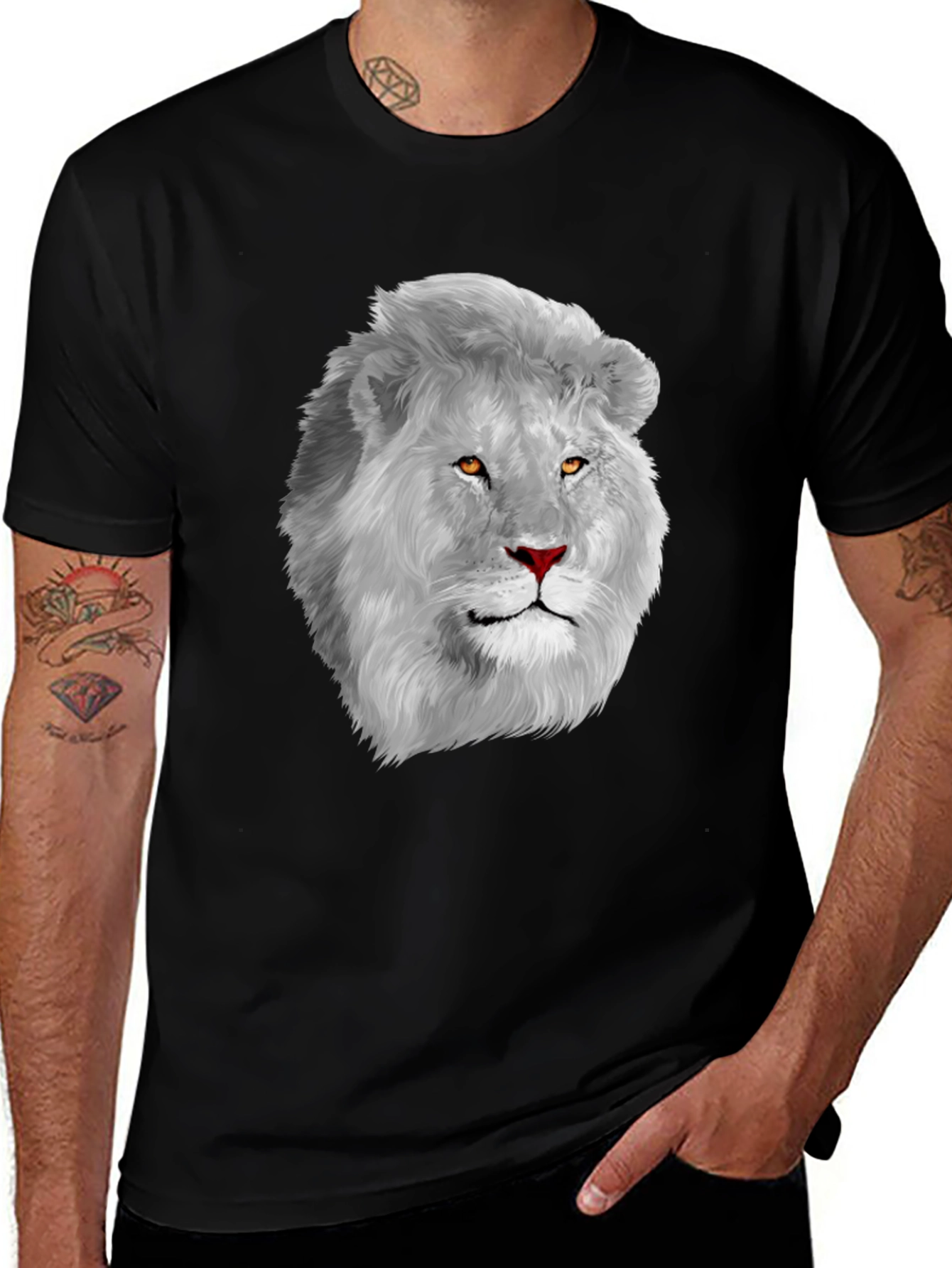 Variant 2 of Lion Graphic T-Shirt - Men's Black Tee