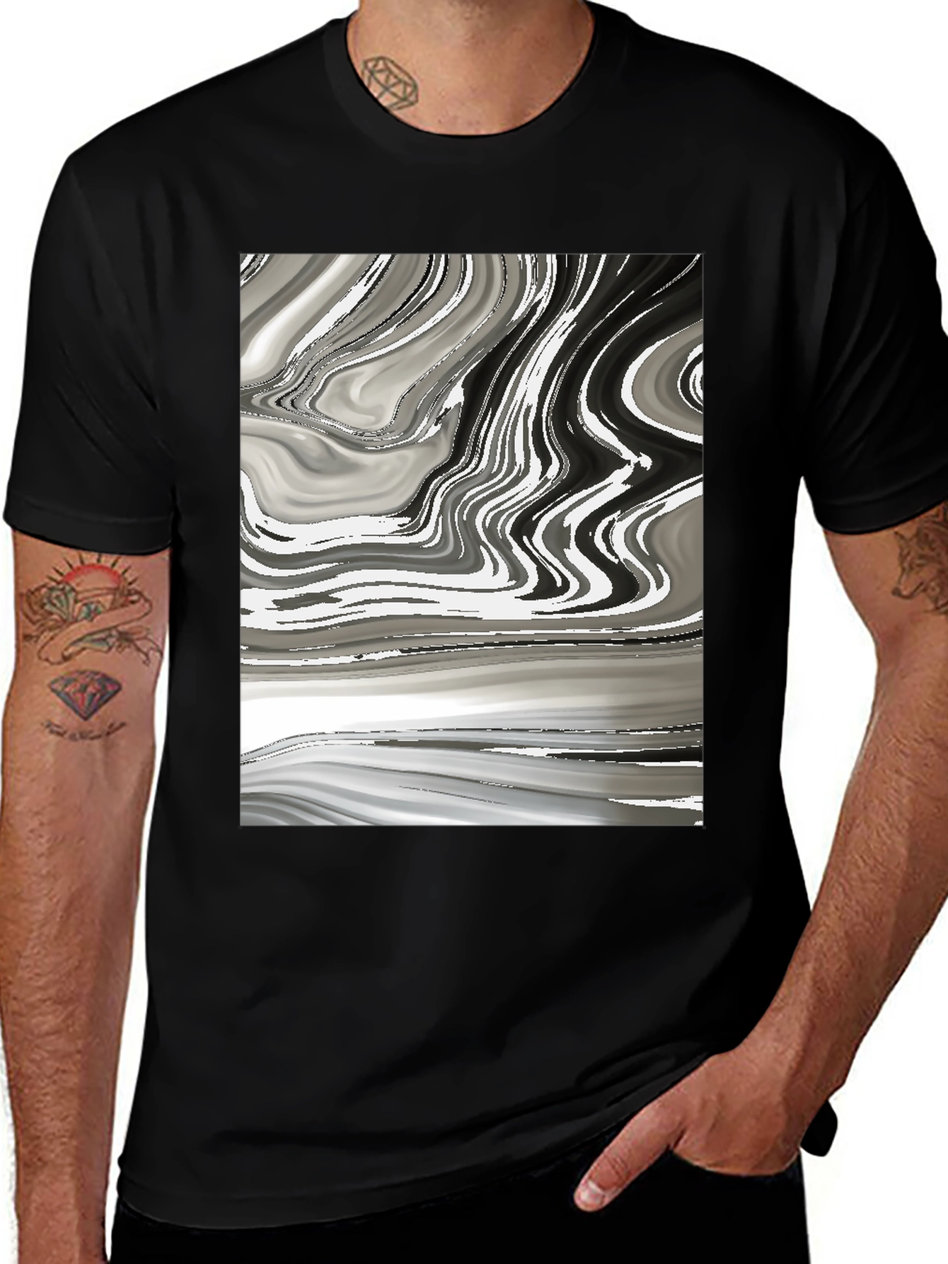 Variant 3 of Abstract Marble Swirl Graphic Tee - Modern Casual Style