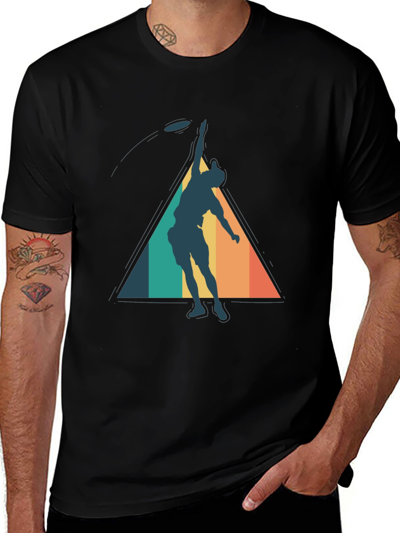 Black Retro Ultimate Frisbee Player Graphic Tee main image