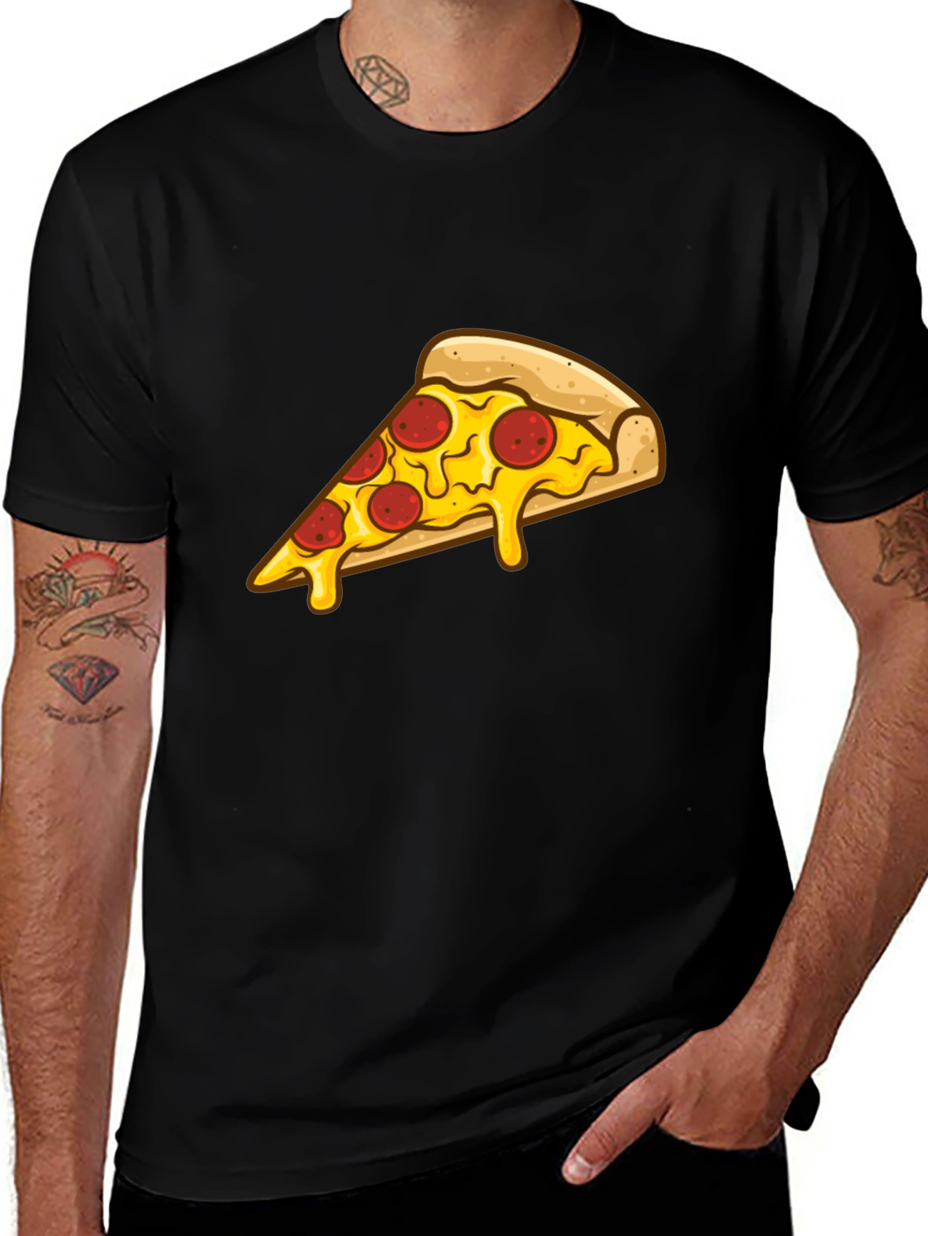 Variant 11 of Pizza Slice Graphic Tee - Black