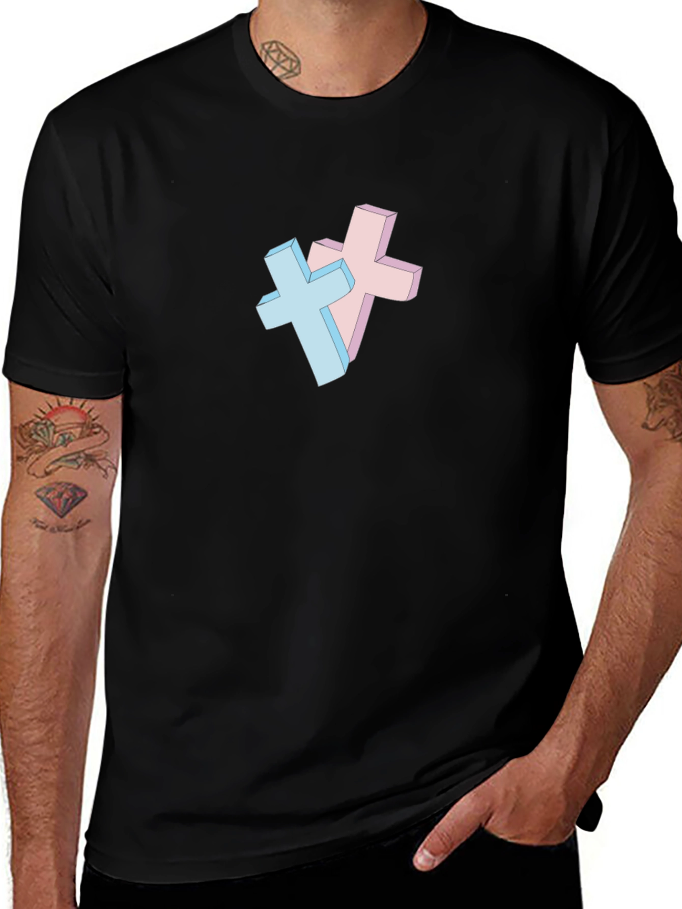 Variant 12 of Pastel Cross Graphic T-Shirt