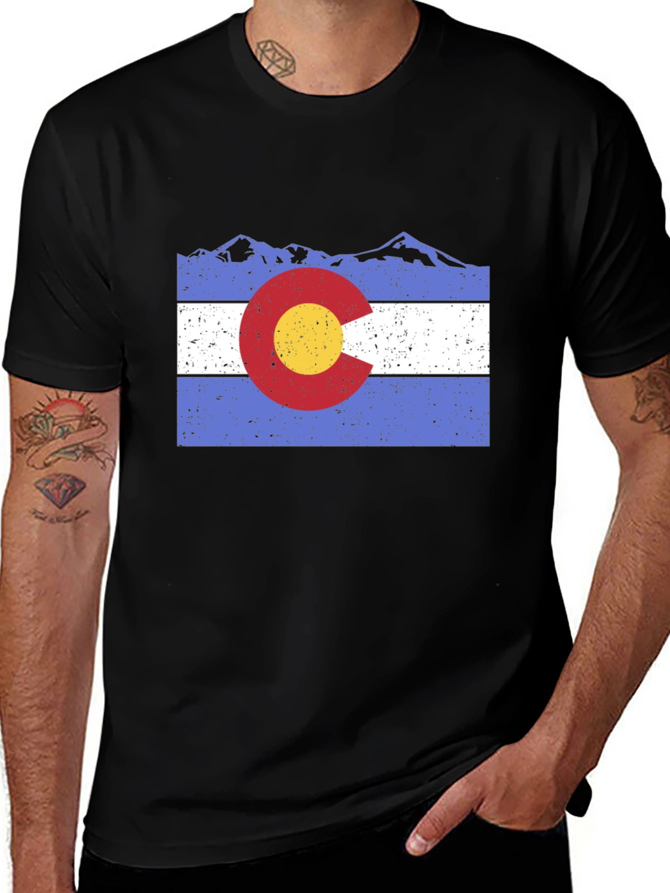 Variant 26 of Colorado Flag Black T-Shirt | Mountain Design