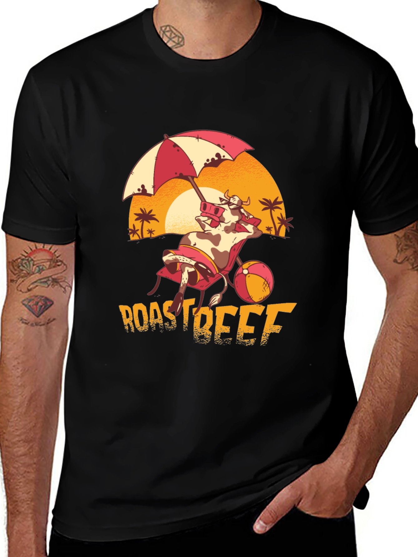 Variant 16 of Roast Beef Beach Cow T-Shirt - Funny Summer Tee