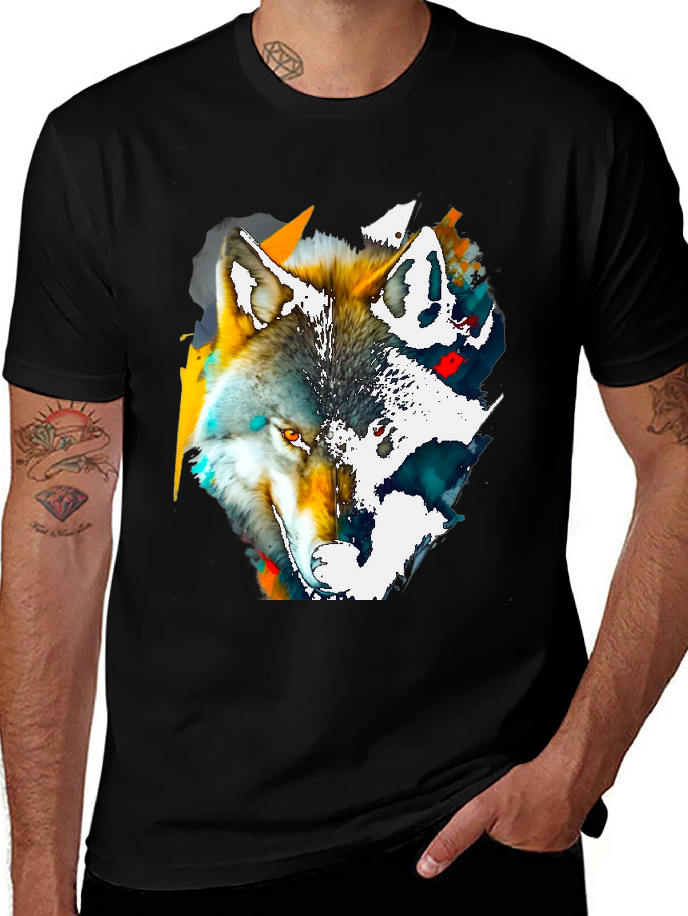 Variant 3 of Abstract Wolf Graphic Tee - Modern Animal Art