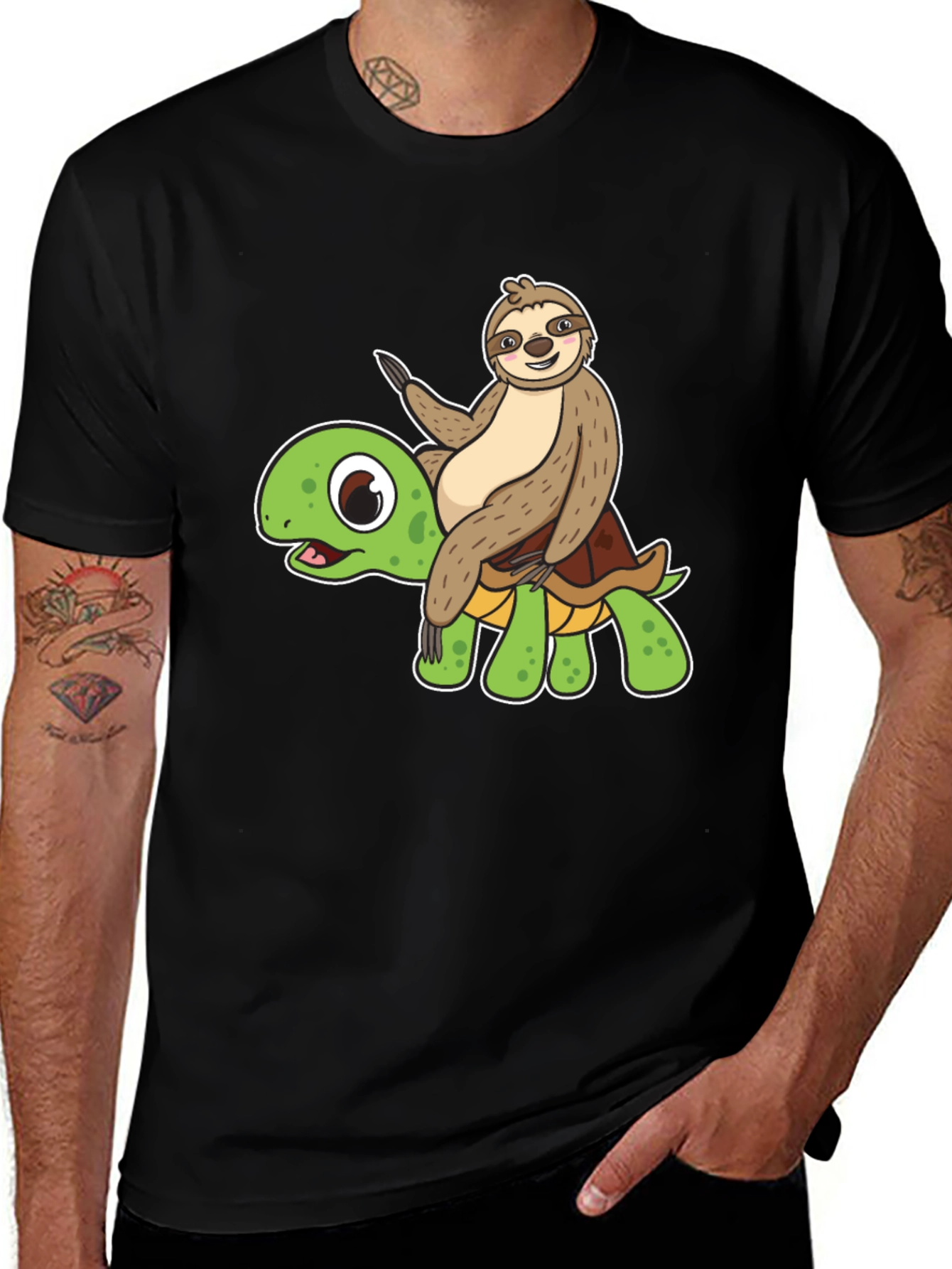 Variant 5 of Sloth Riding Turtle Graphic Tee
