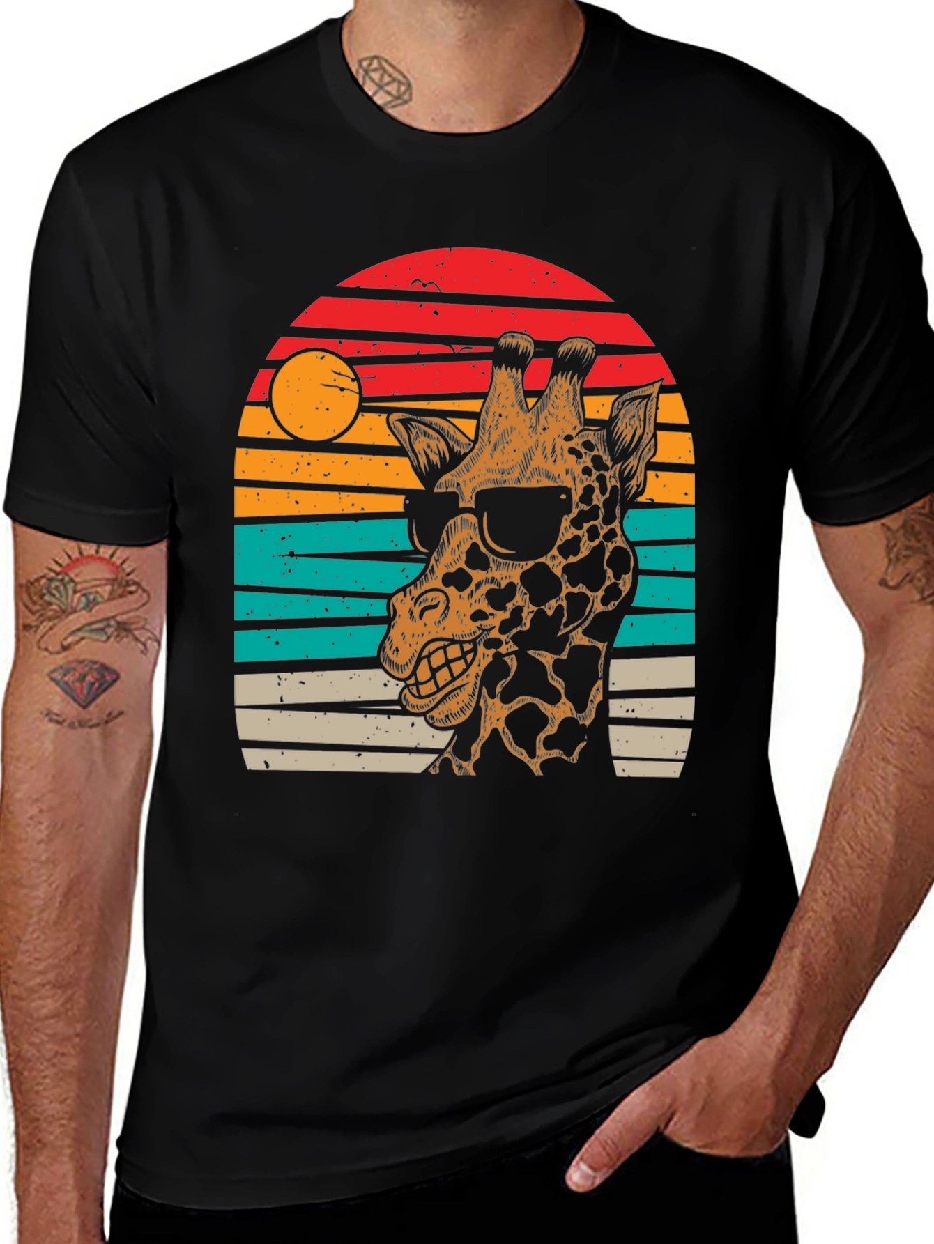 Variant 19 of Cool Giraffe Sunset Graphic Tee