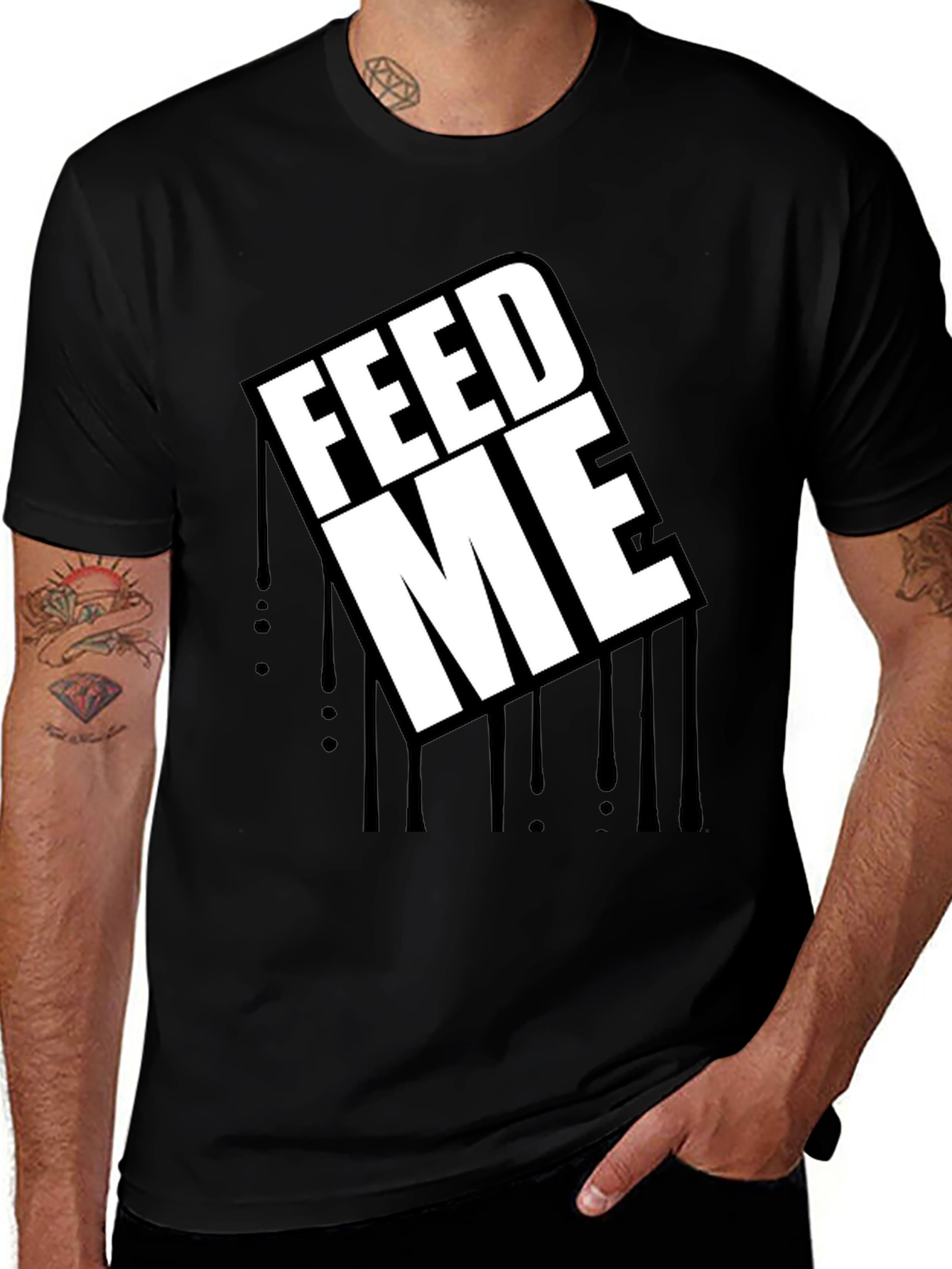 Feed Me Graphic Tee - Trendy Black T-Shirt