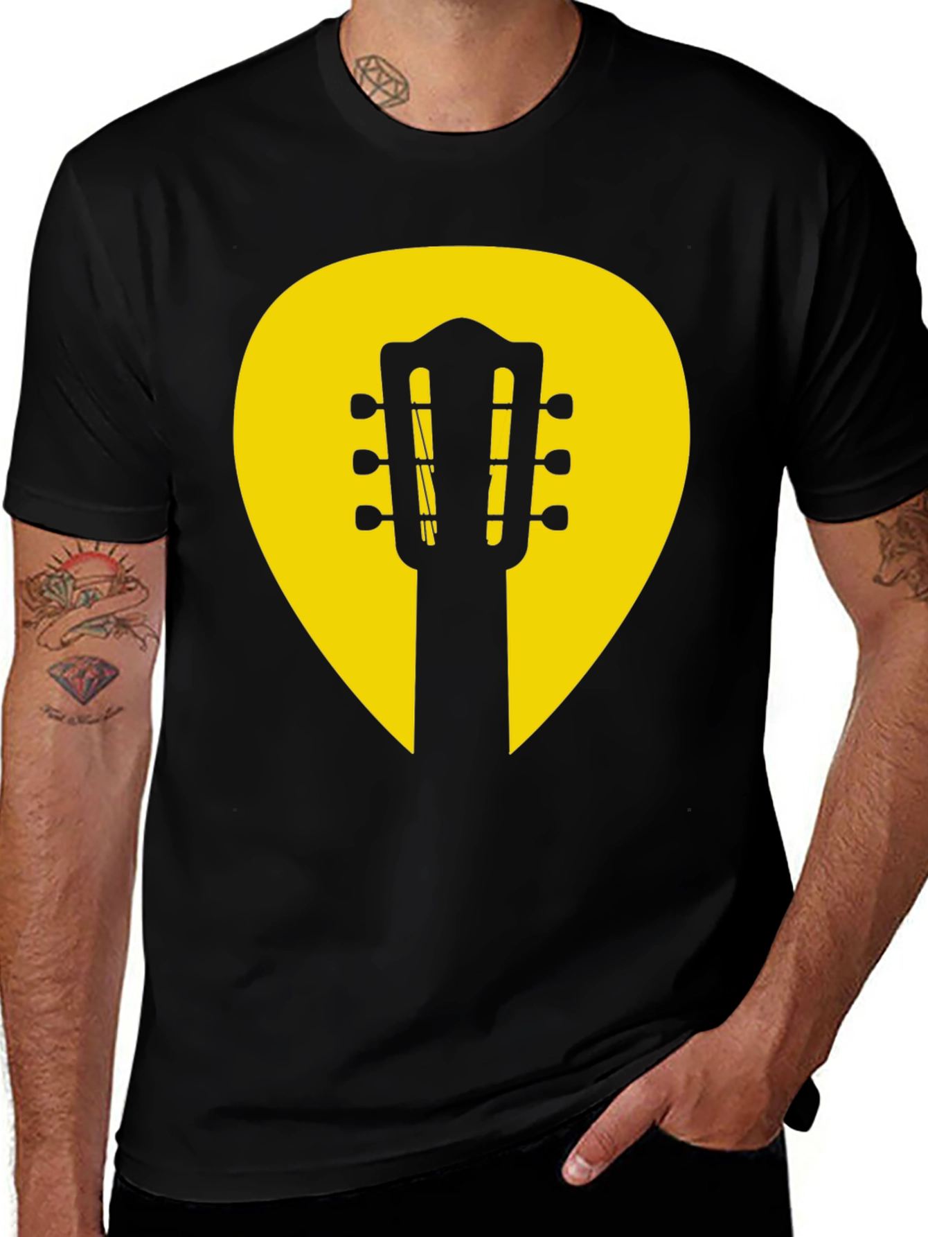 Variant 28 of Guitar Pick Graphic Tee - Classic Musician Style
