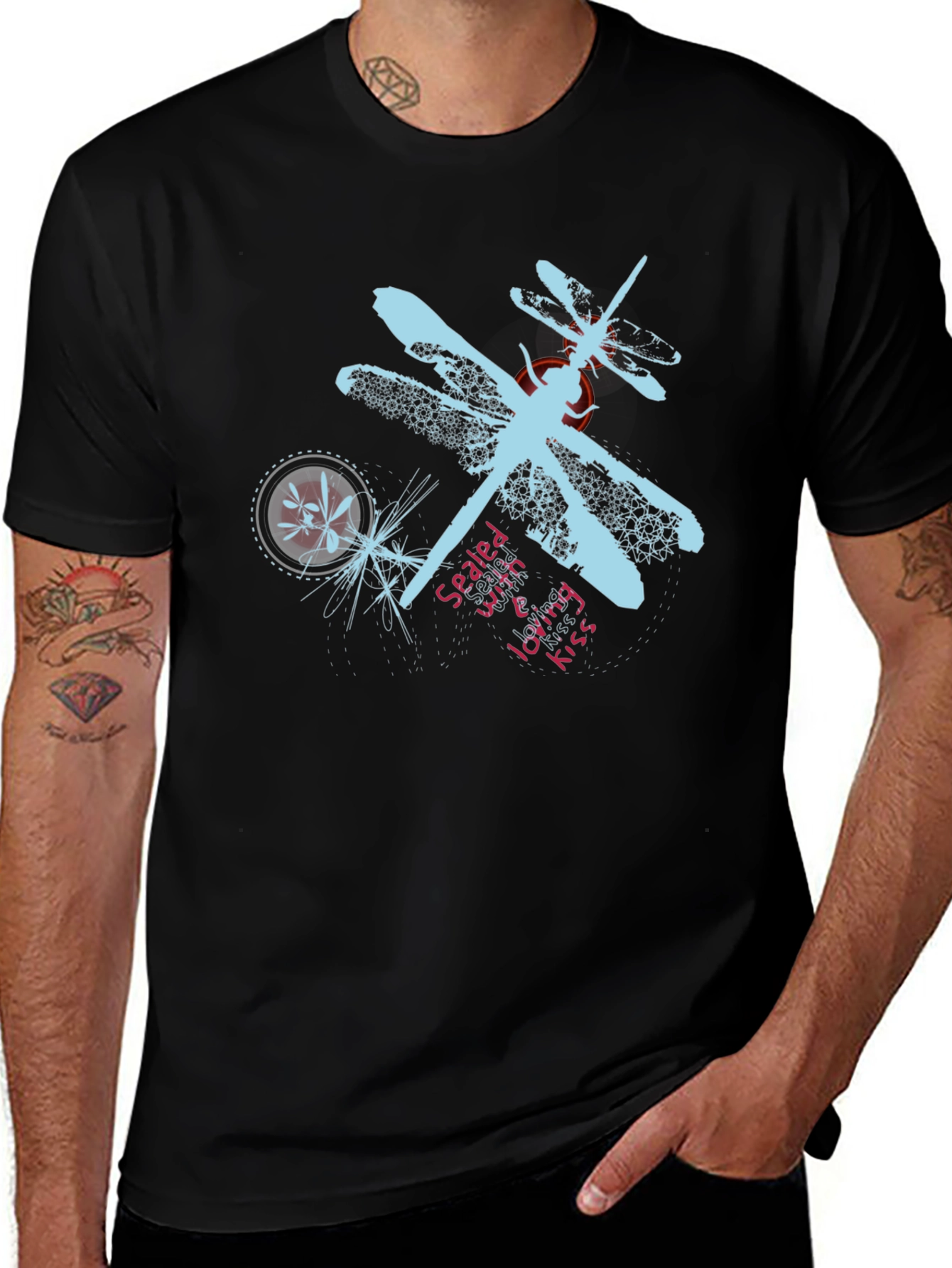 Variant 20 of Dragonfly Graphic T-Shirt - Black Casual Tee