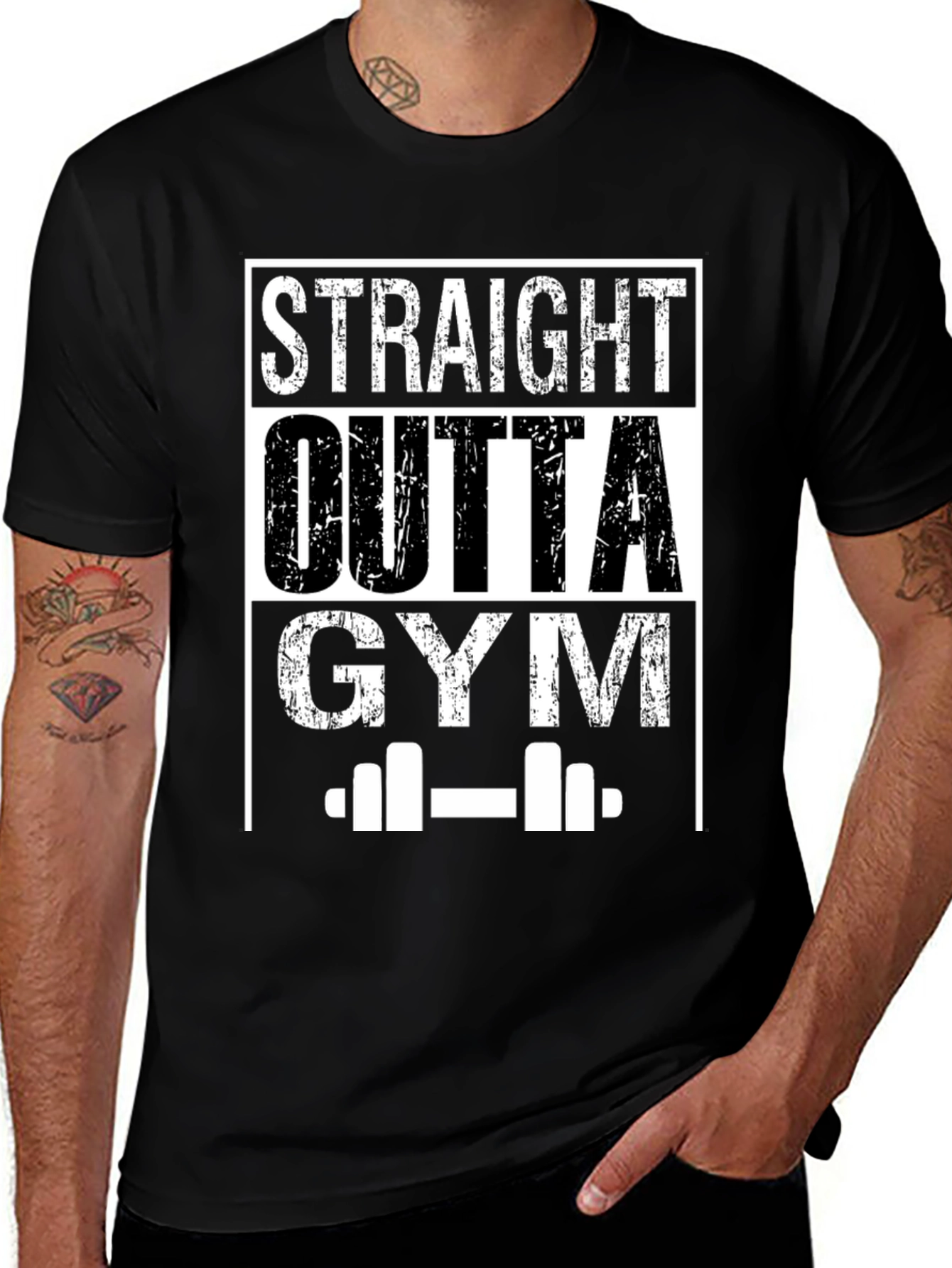 Variant 14 of Straight Outta Gym Black Graphic T-Shirt