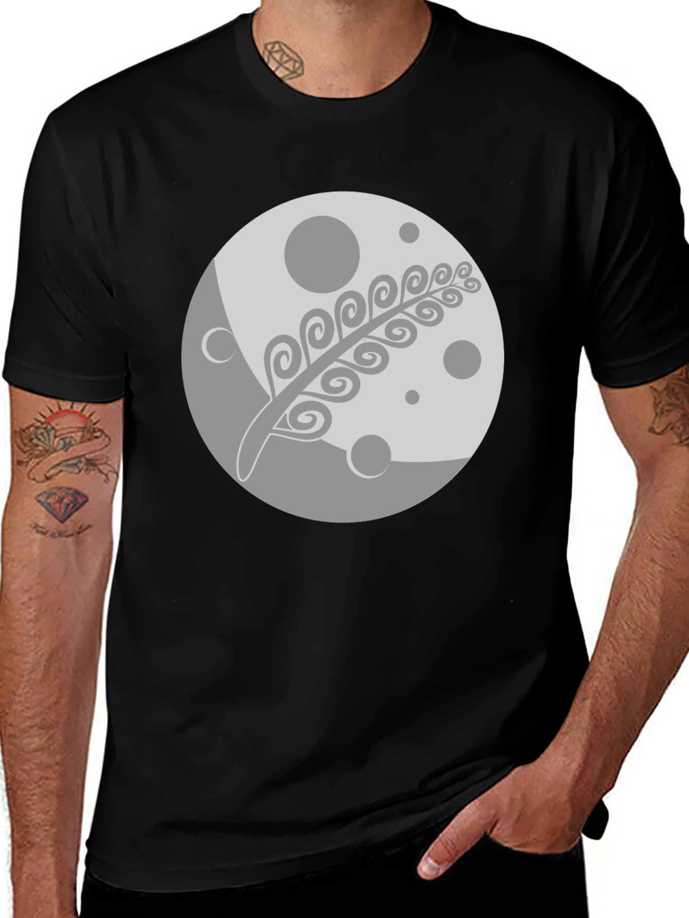 Variant 7 of Moon & Fern Graphic Black T-Shirt