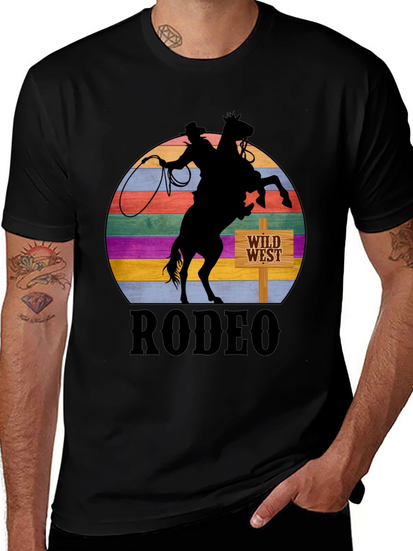 Wild West Rodeo T-Shirt - Cowboy Horse Graphic Tee