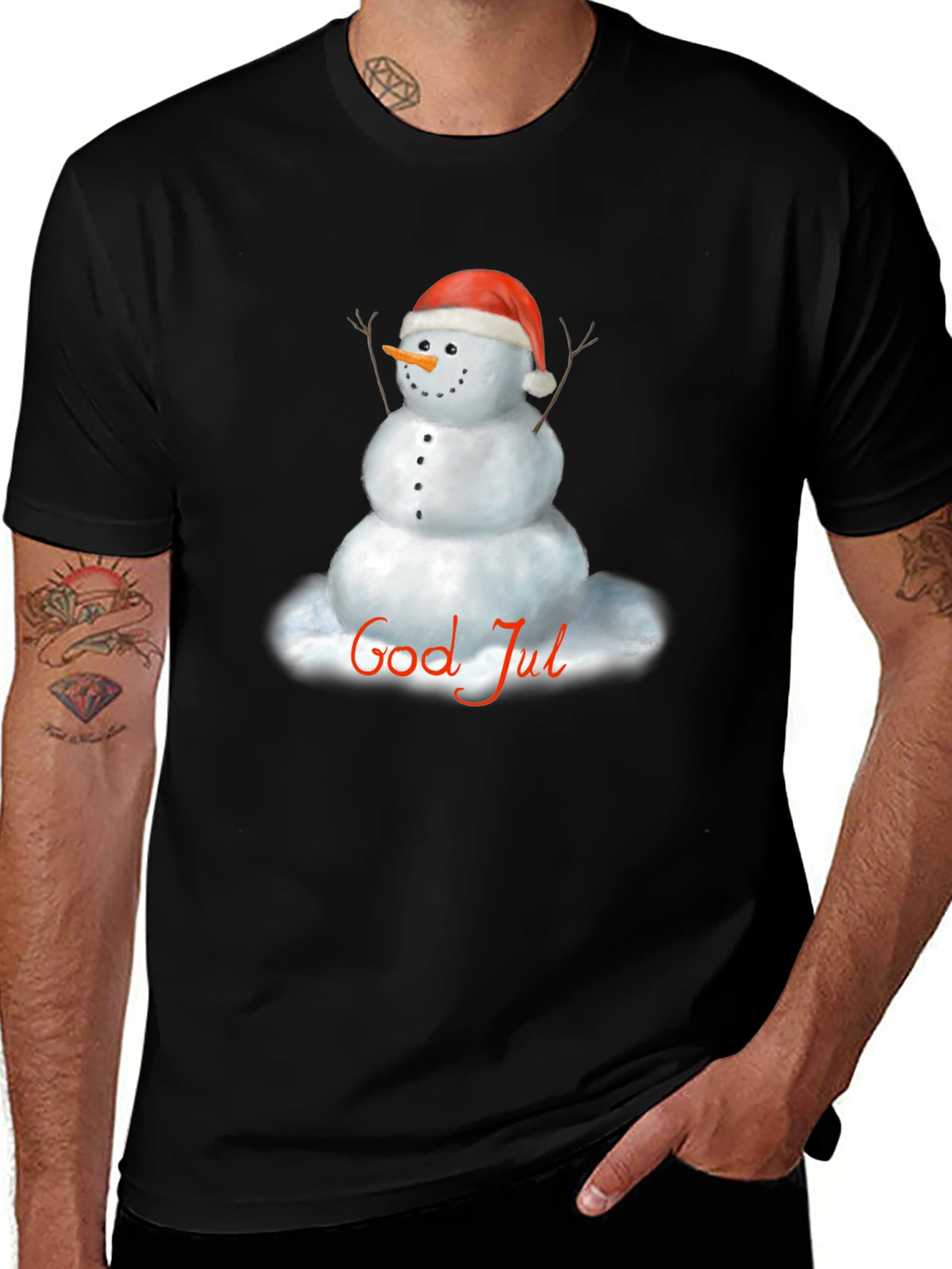 Variant 26 of God Jul Snowman Graphic Tee - Holiday Cheer!