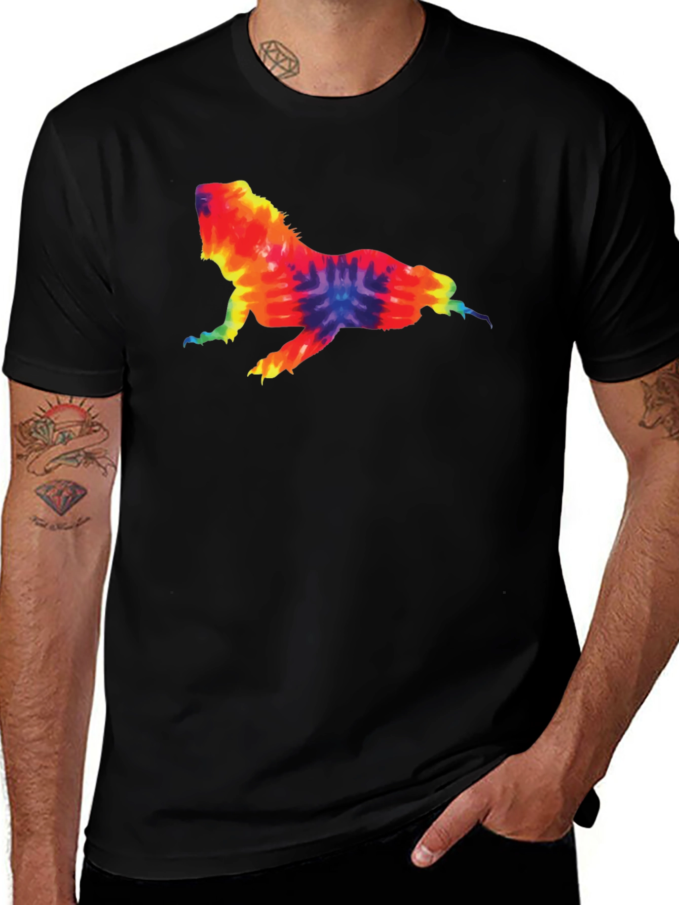 Variant 7 of Tie Dye Lizard Graphic Tee - Cool & Casual