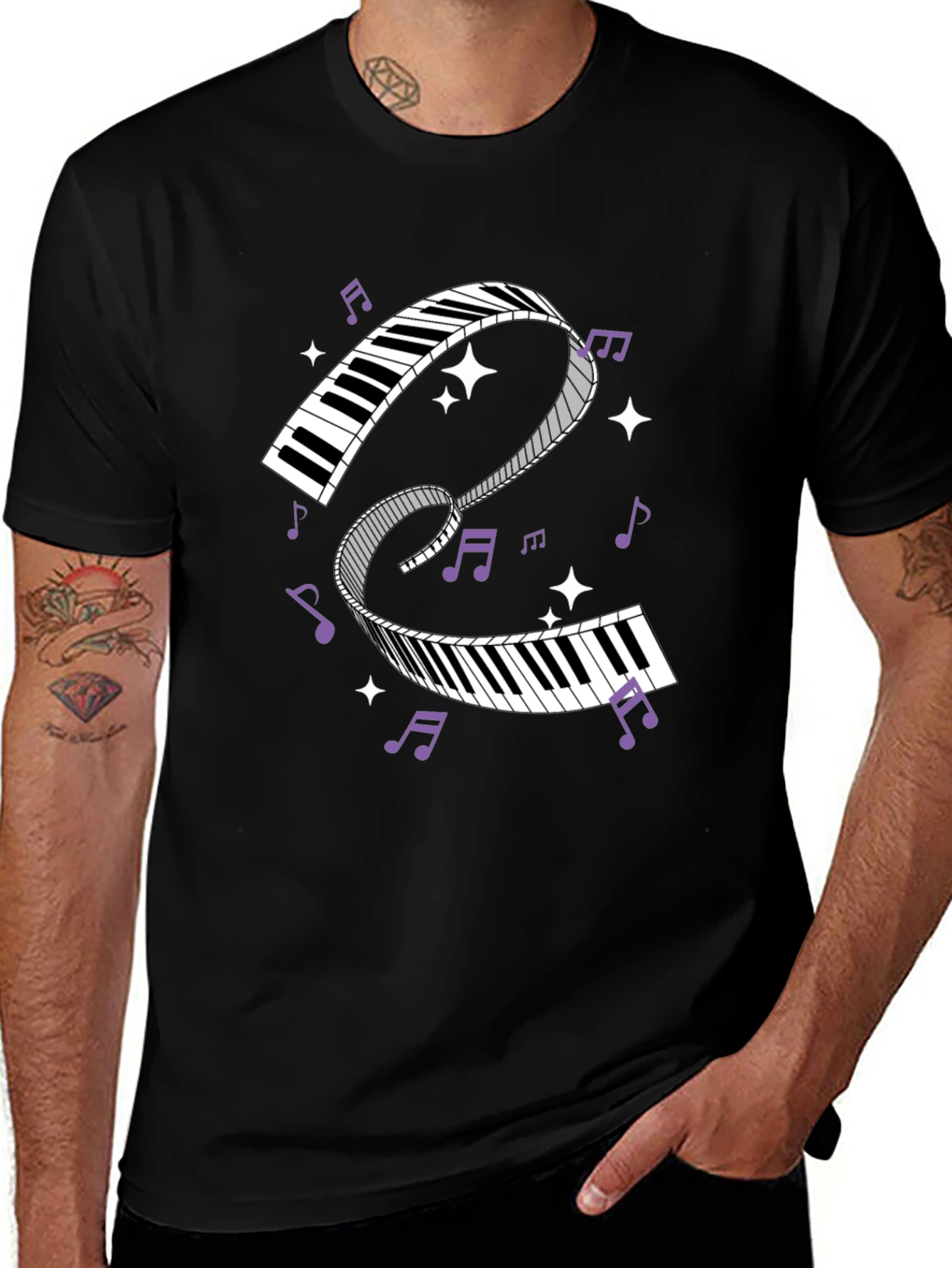 Variant 8 of Musical Keyboard T-Shirt - Piano Notes Graphic Tee