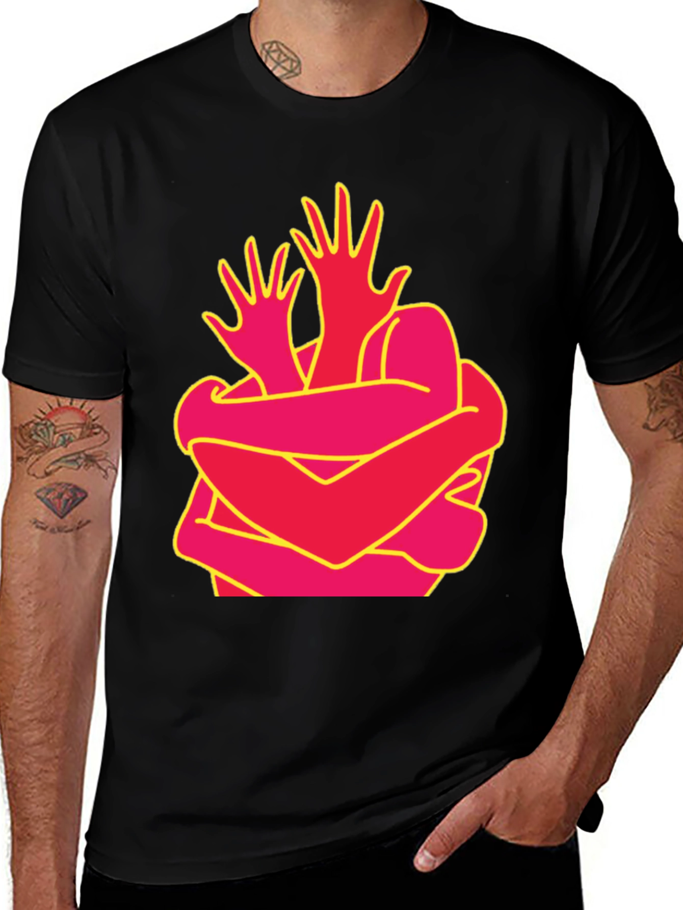 Variant 2 of Abstract Hug Graphic Tee - Modern Art Shirt
