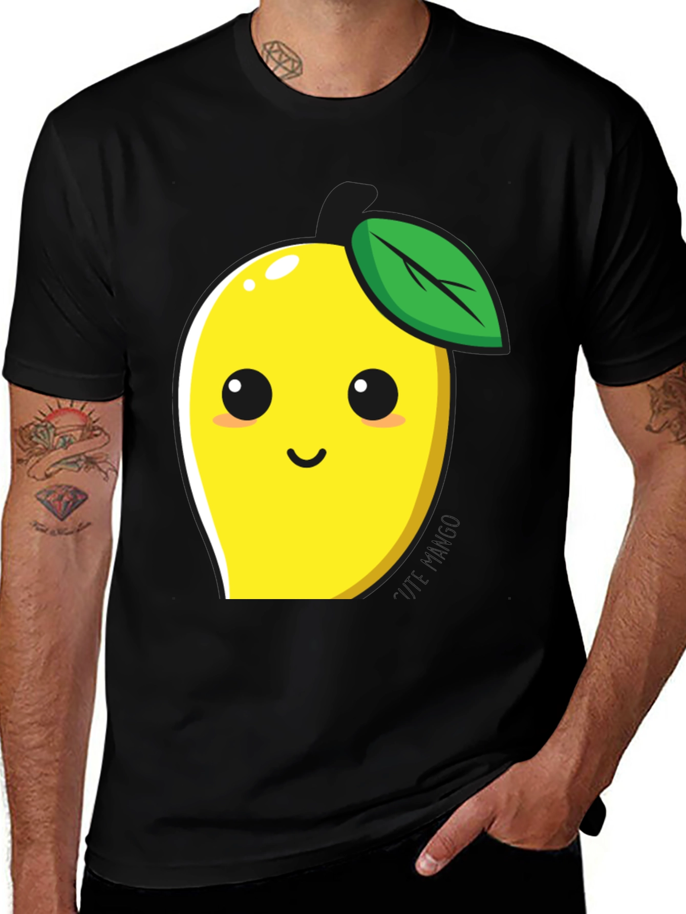 Variant 14 of Cute Mango Graphic T-Shirt - Black Cotton Blend