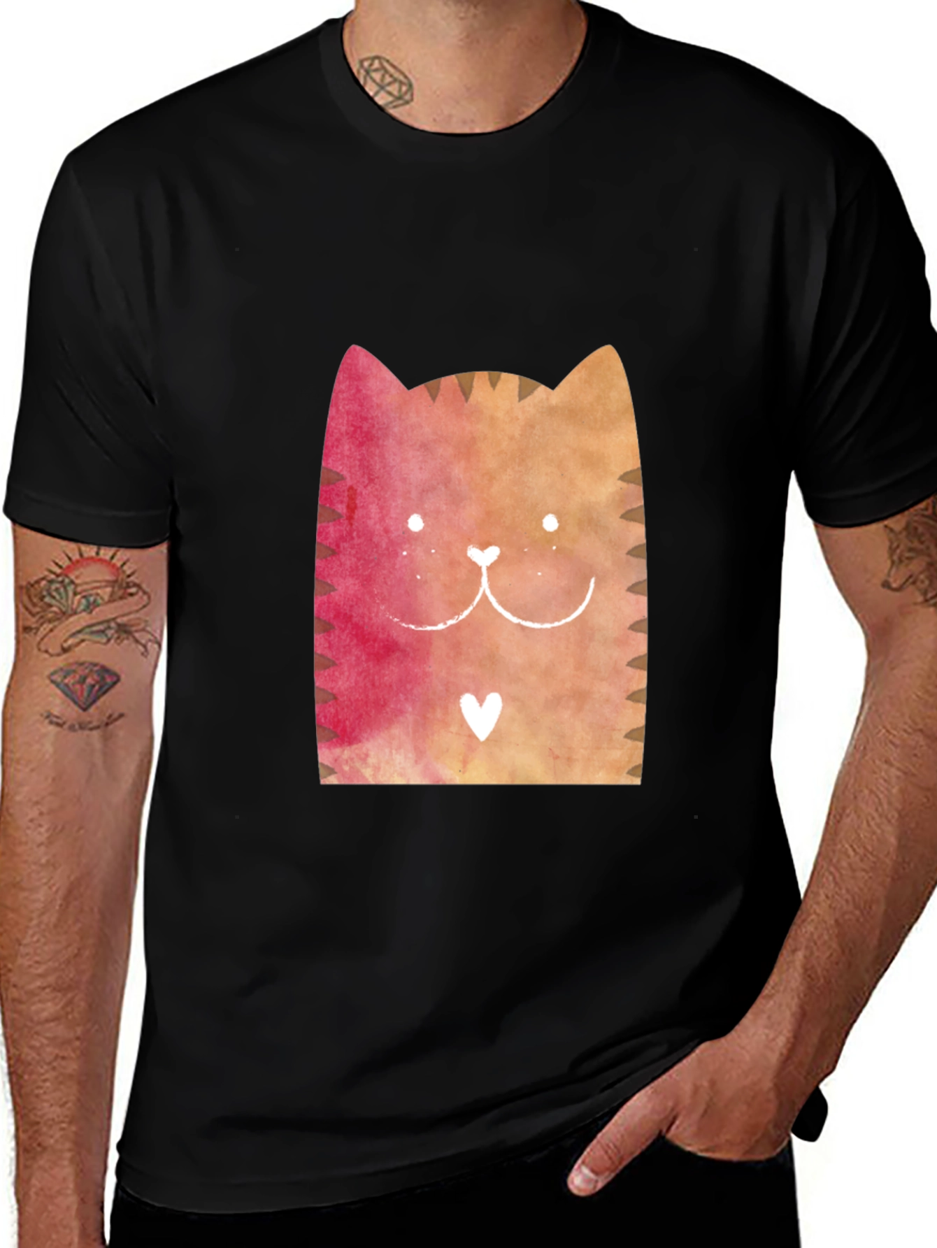 Variant 7 of Cute Watercolor Cat Face Graphic Tee