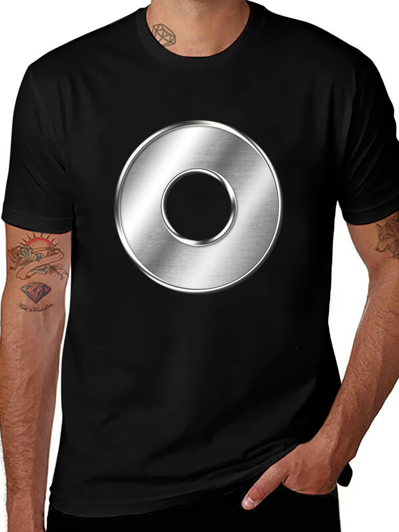 Variant 27 of Metal Circle Graphic Black T-Shirt