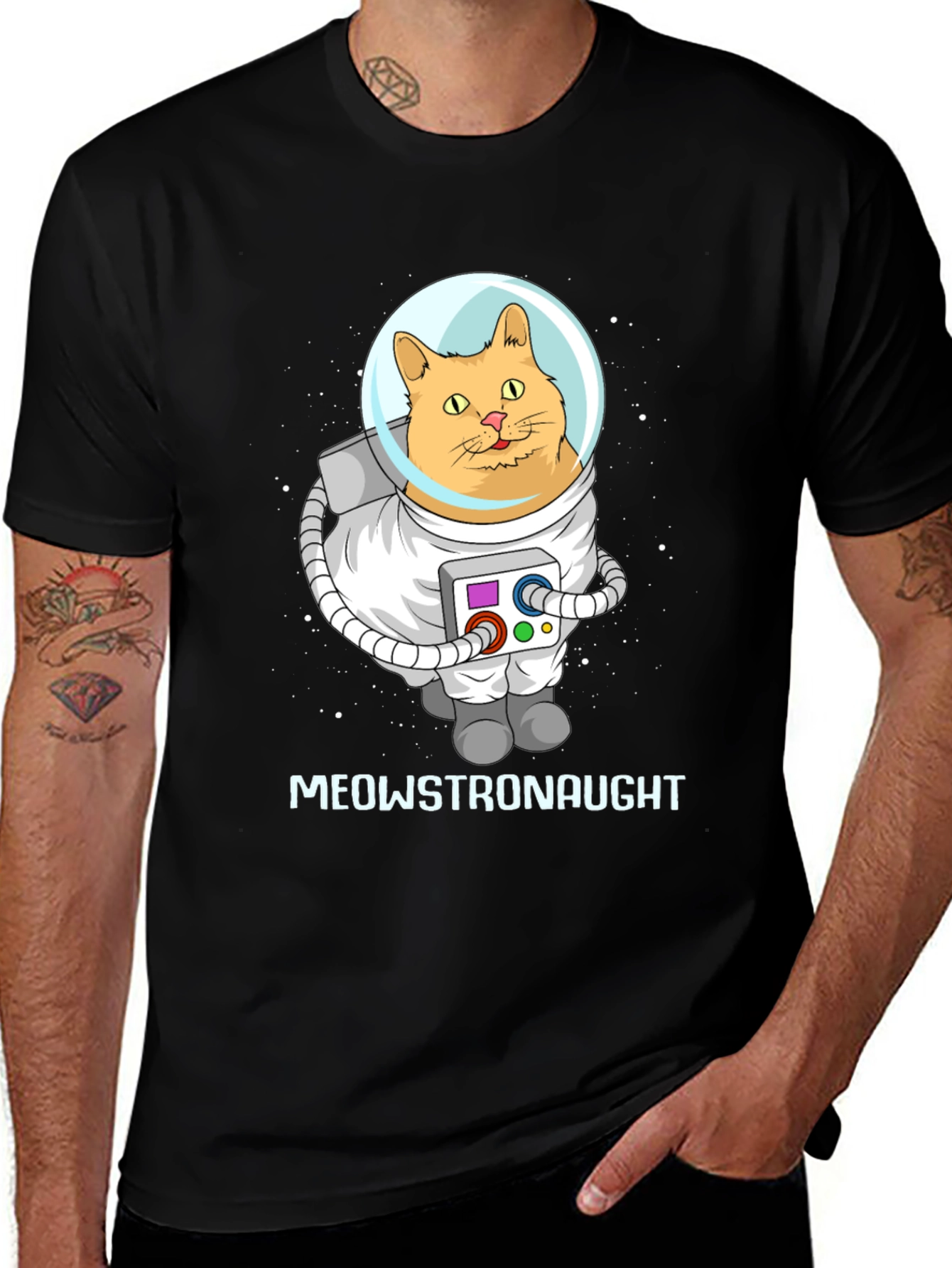 Variant 21 of Meowstronaut Black T-Shirt - Cat Astronaut